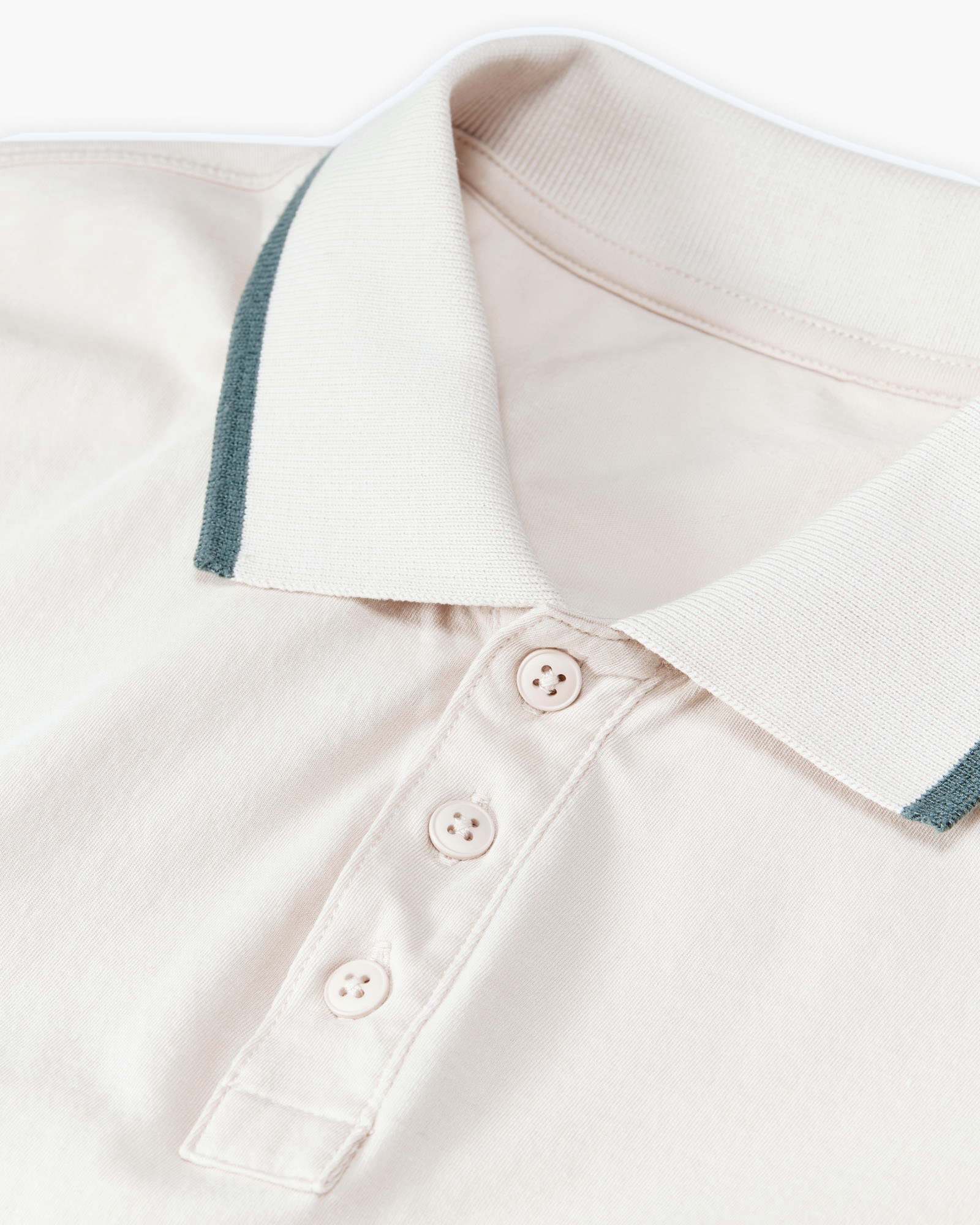 Classic Jersey Short Sleeve Polo with Tipping - Soft Beige-Spring Eucalyptus