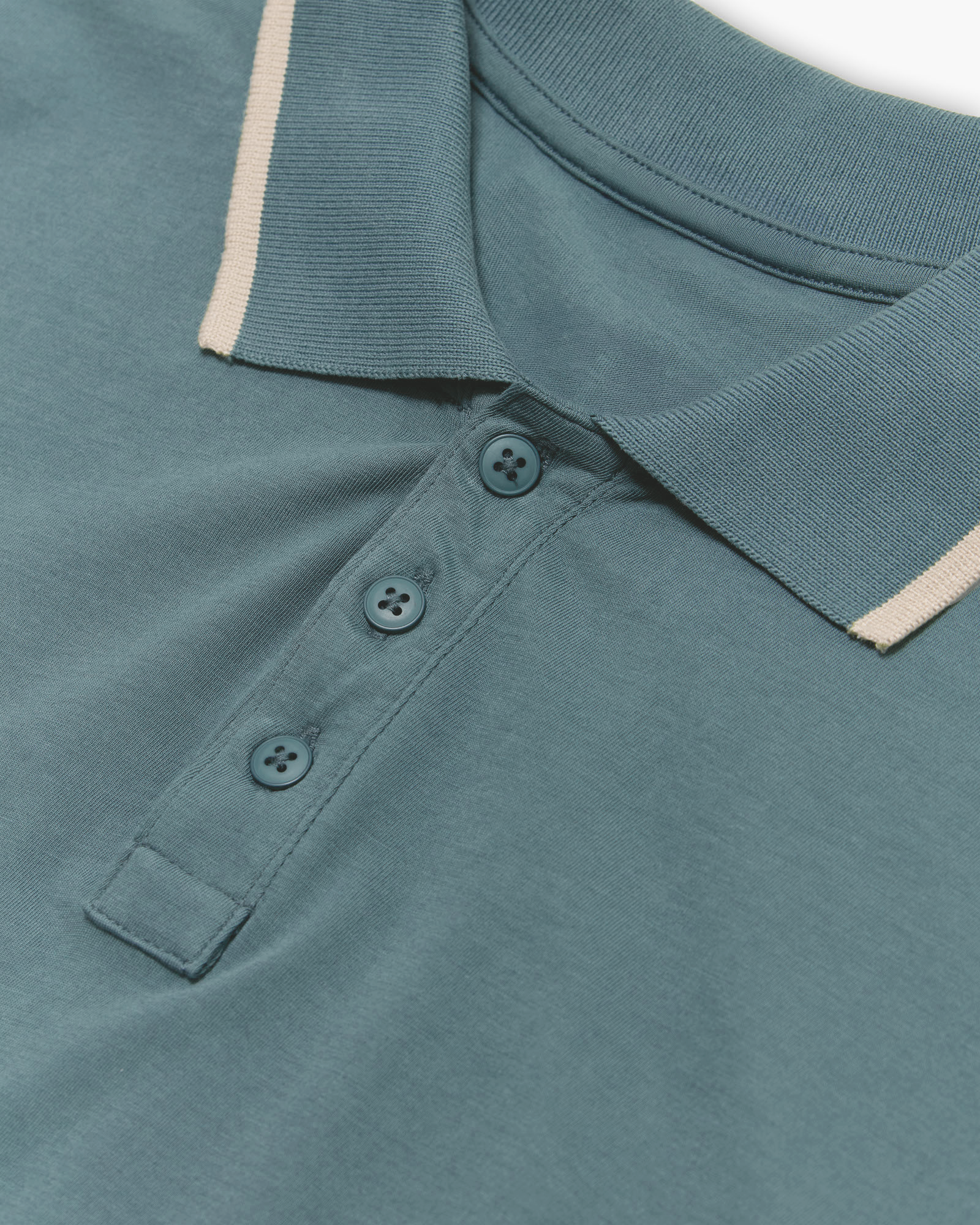 Classic Jersey Short Sleeve Polo with Tipping - Spring Eucalyptus-Soft Beige