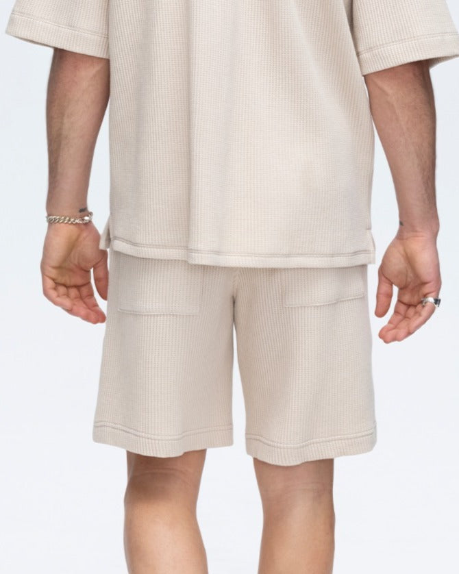 Waffle Patch Pocket Pull-On Short - Soft Beige