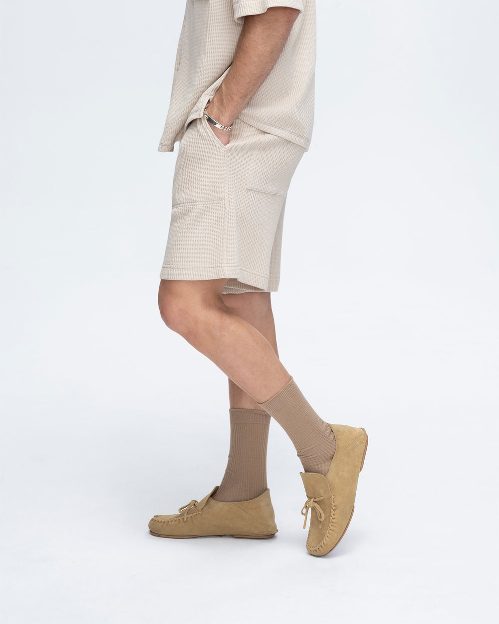 Waffle Patch Pocket Pull-On Short - Soft Beige