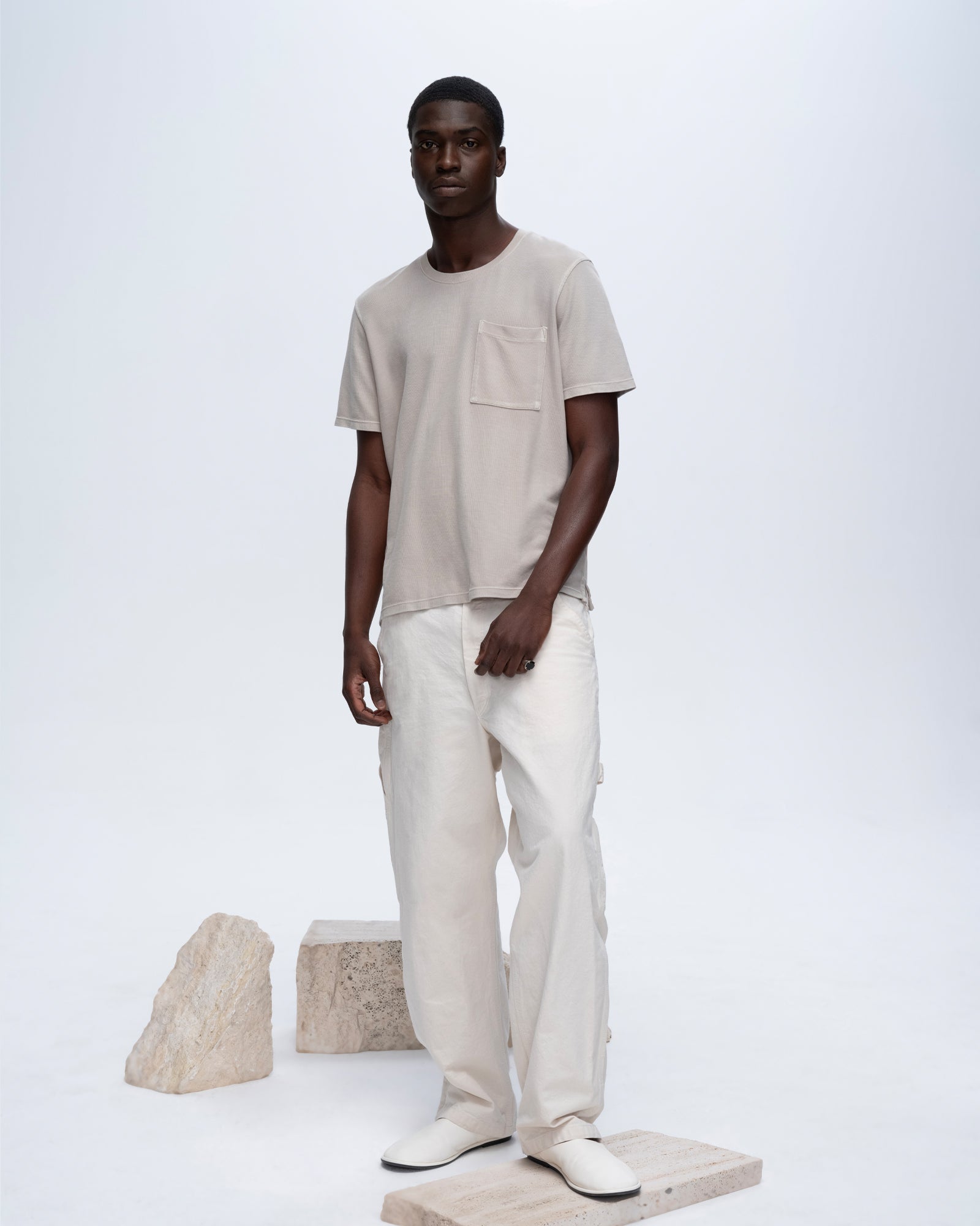 Pique Short Sleeve Crew Neck Pocket Tee Pigment Wash - Sandy Beige