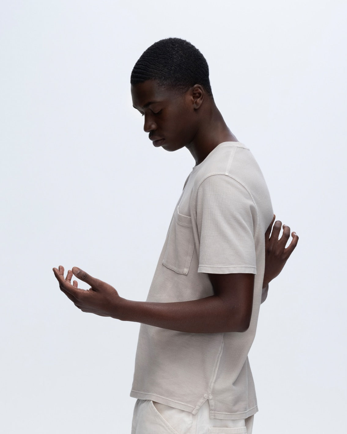 Pique Short Sleeve Crew Neck Pocket Tee Pigment Wash - Sandy Beige