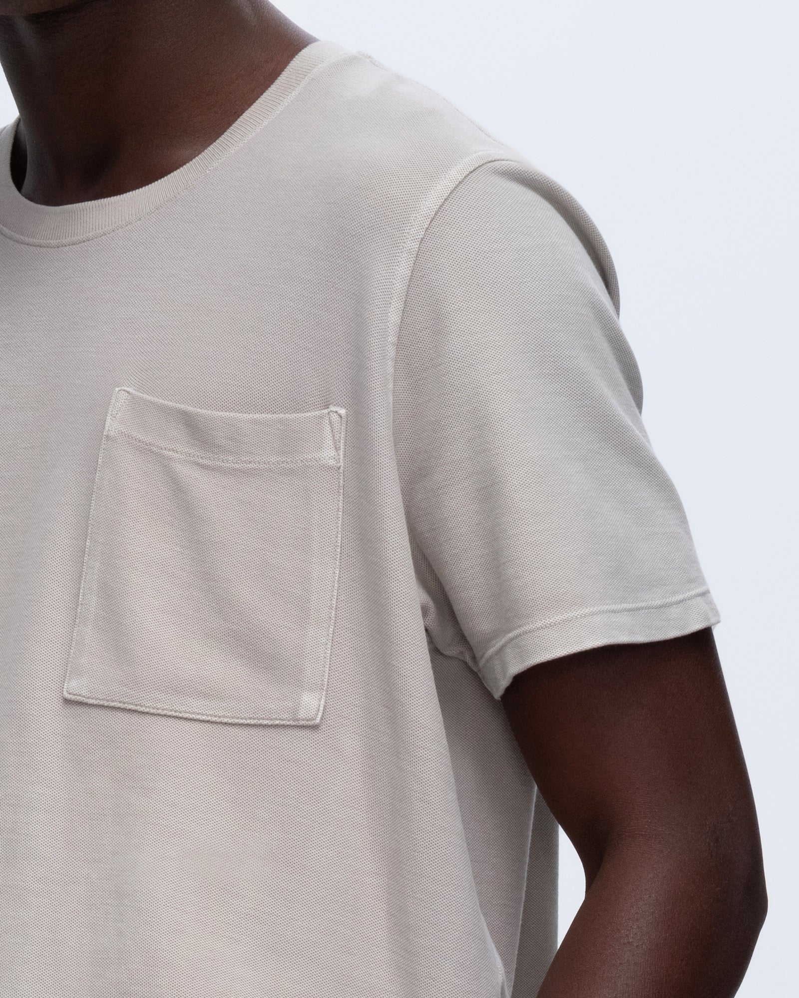 Pique Short Sleeve Crew Neck Pocket Tee Pigment Wash - Sandy Beige