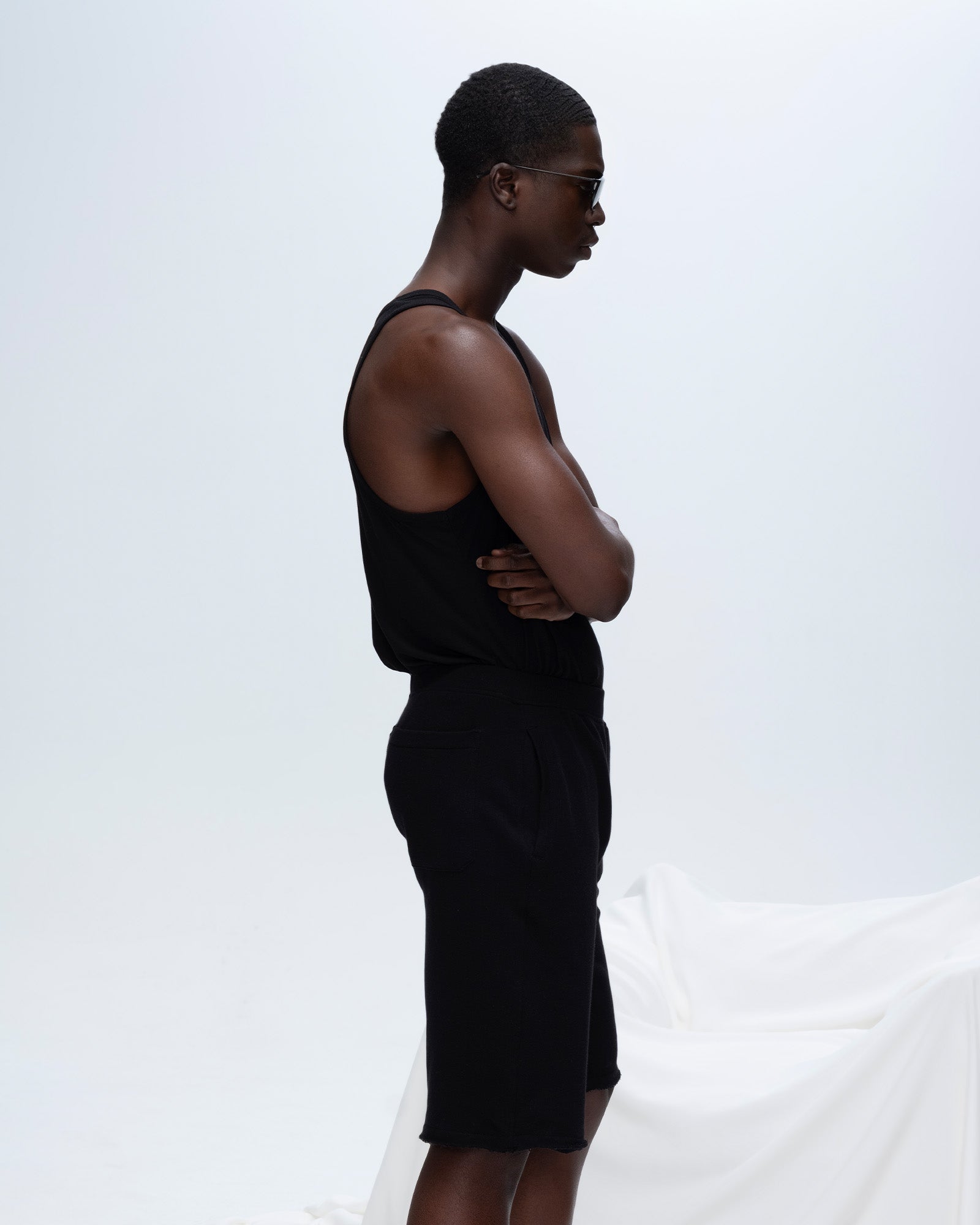 French Terry Pull-On Shorts - Black