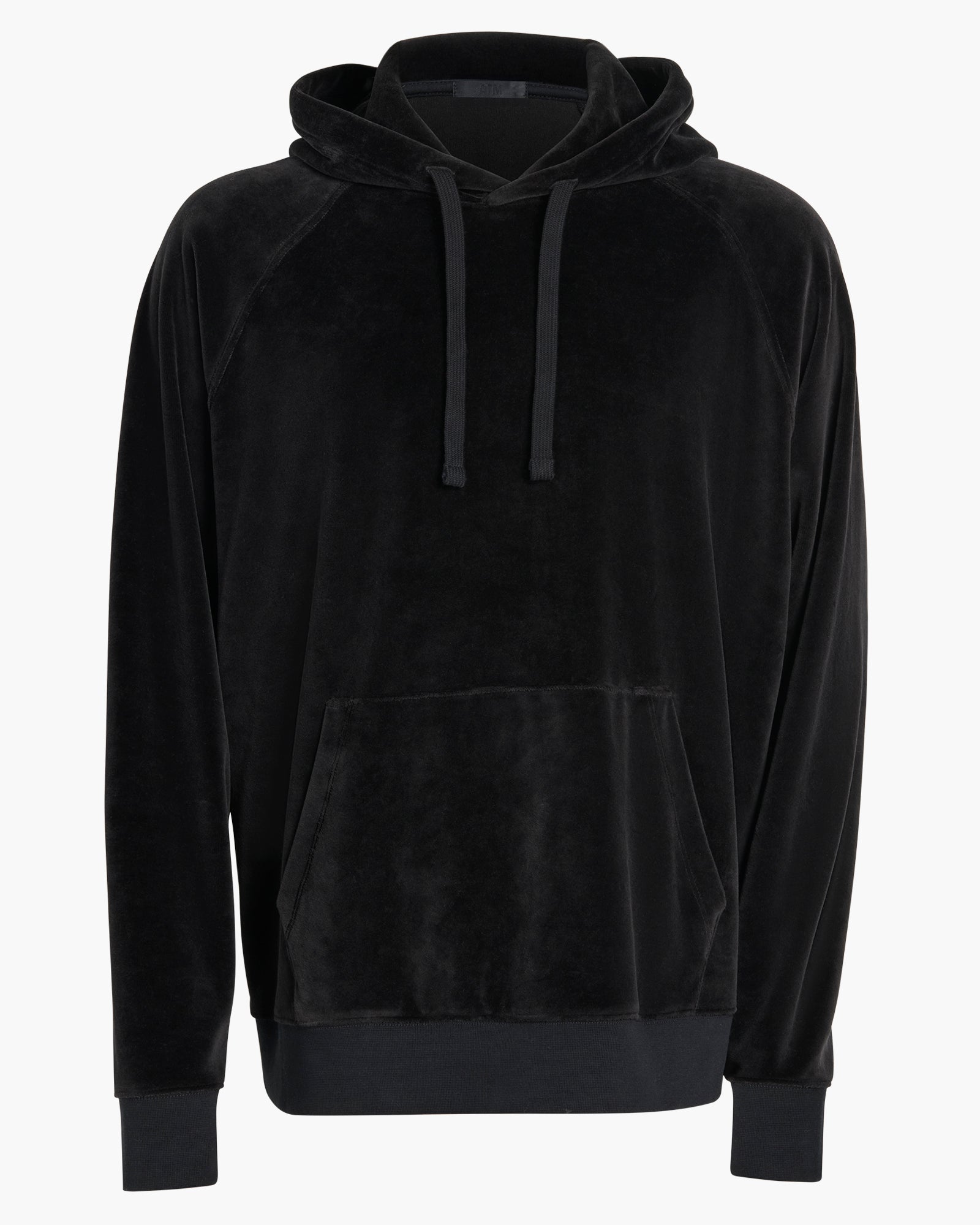 Velour Raglan Pullover Hoodie - Black