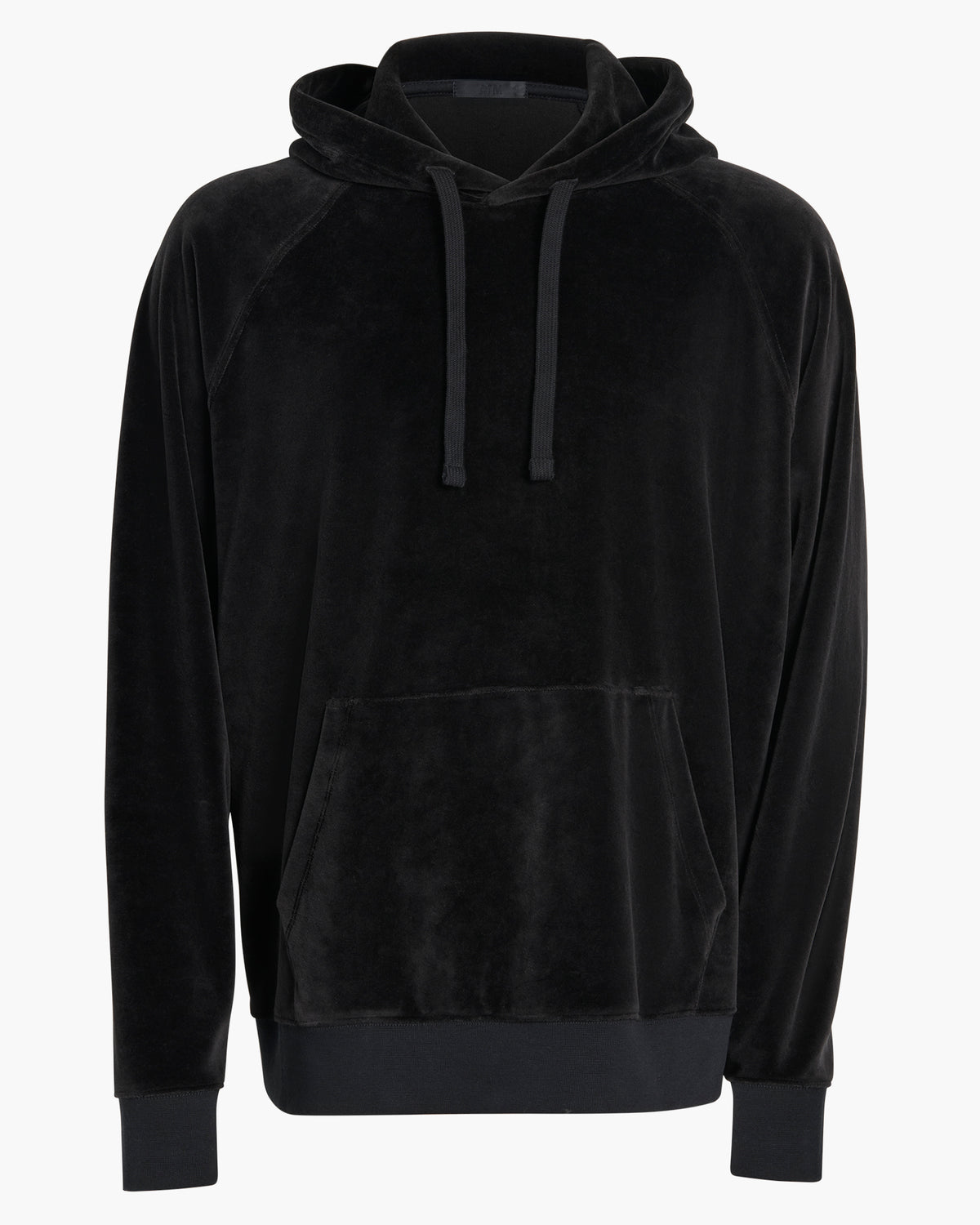 Velour Raglan Pullover Hoodie - Black