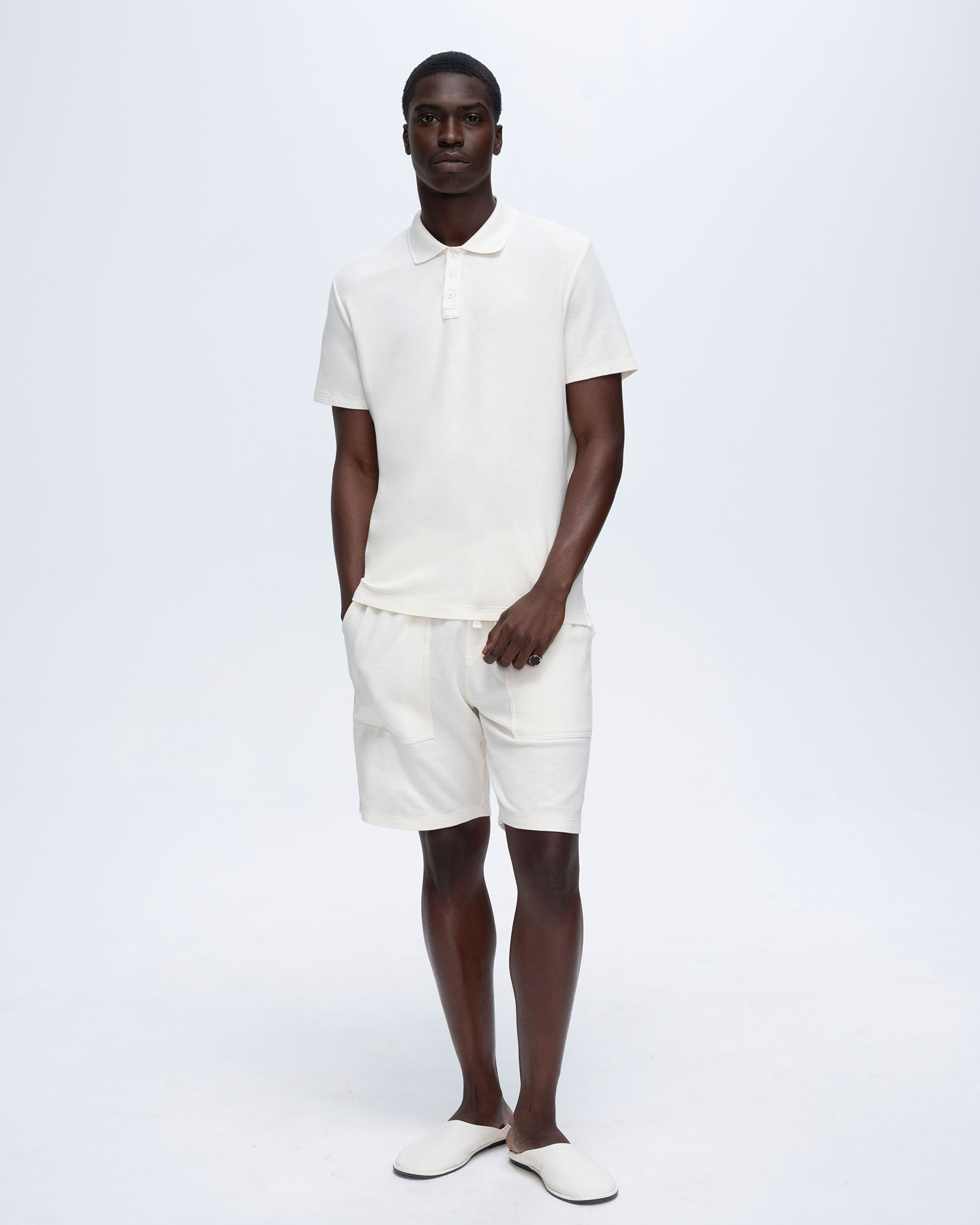 Pique Short Sleeve Polo with Tipping - Chalk-White