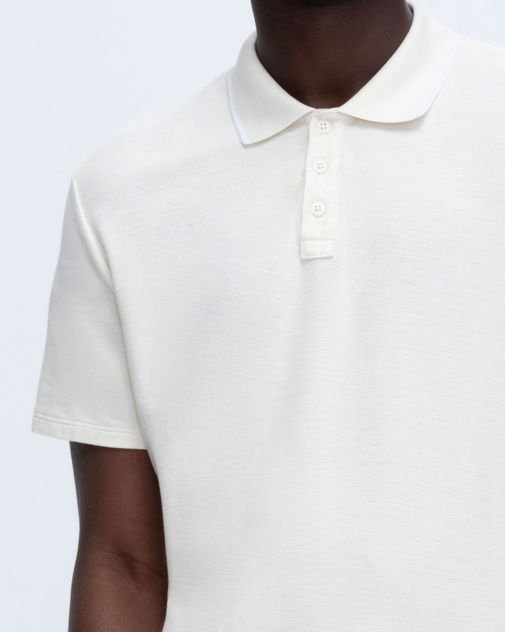 Pique Short Sleeve Polo with Tipping - Chalk-White