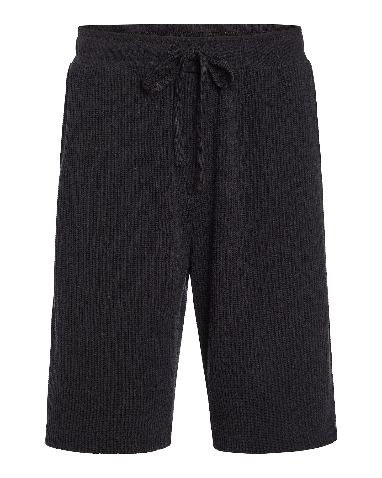 Cotton Waffle Pull On Shorts - Black