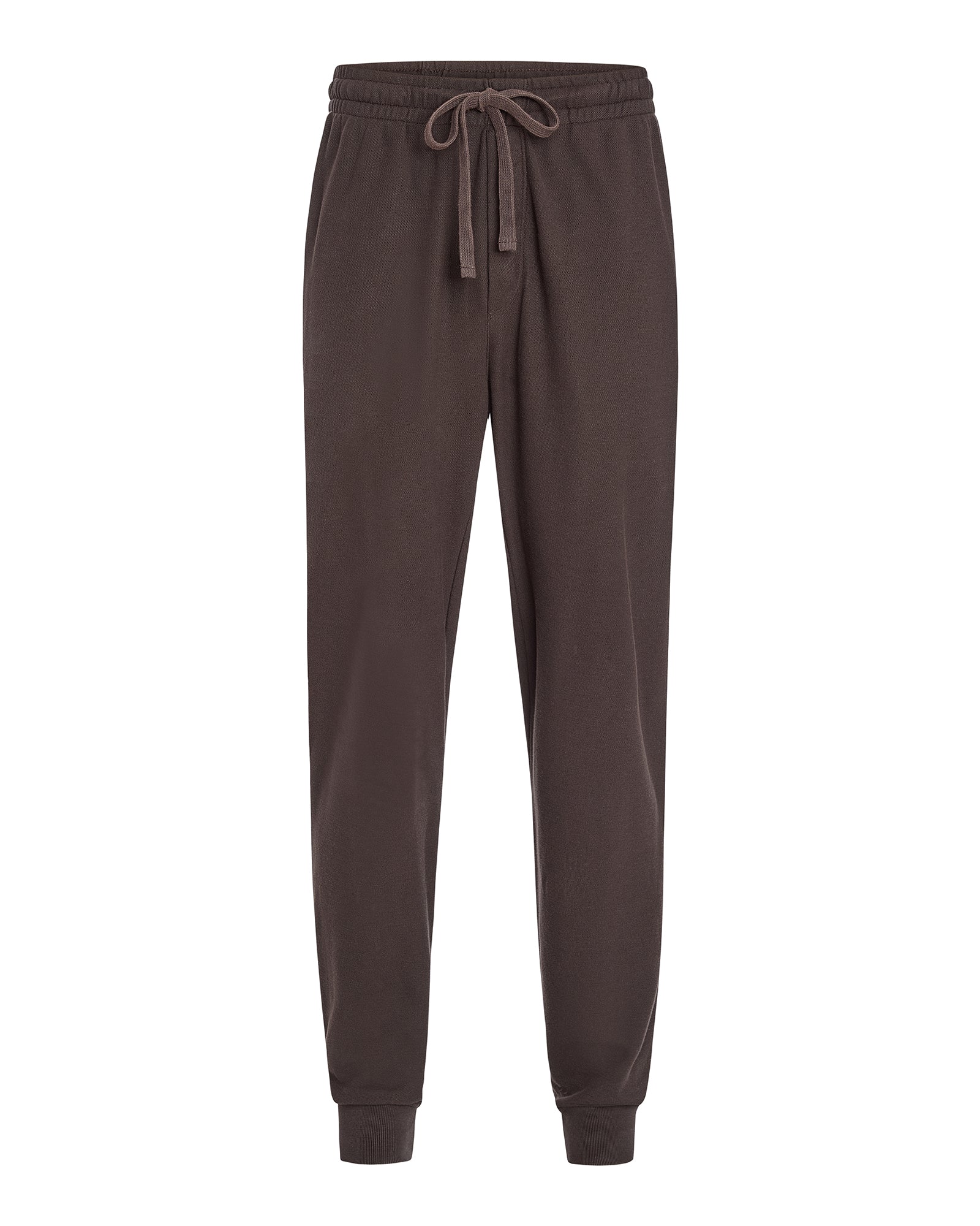 Pima Cotton Sweatpants With Contrast Stripe - Dark Chocolate Black