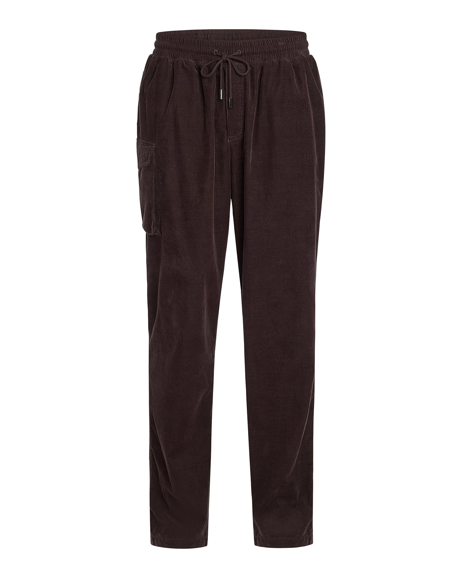 Corduroy Straight Leg Pant With Cargo Pocket - Chocolate Brown