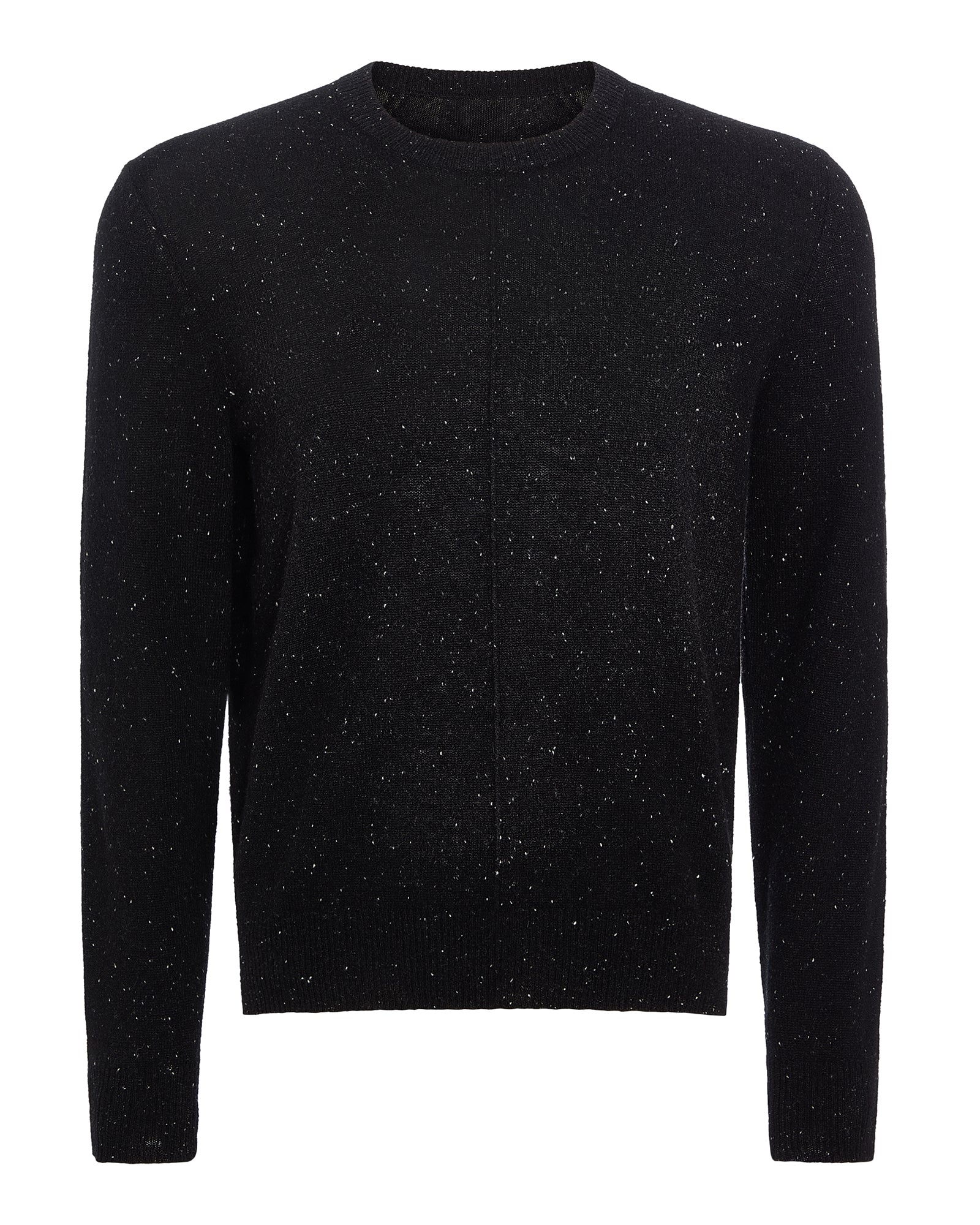 Donegal Cashmere Seamed Crew Neck Sweater - Black