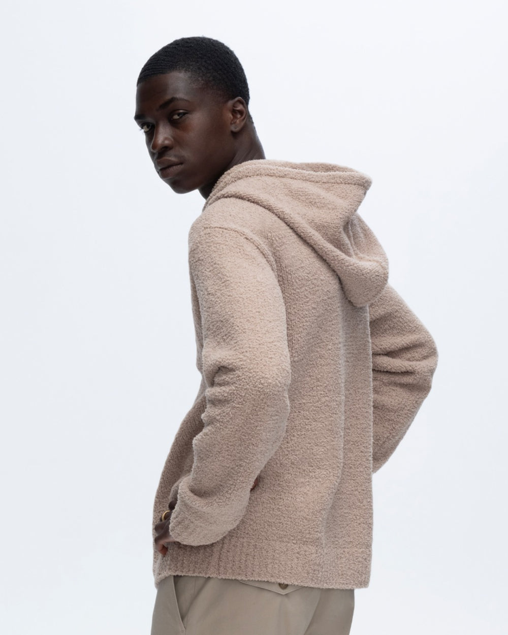 Chenille Pull-Over Hoodie - Sandy Beige