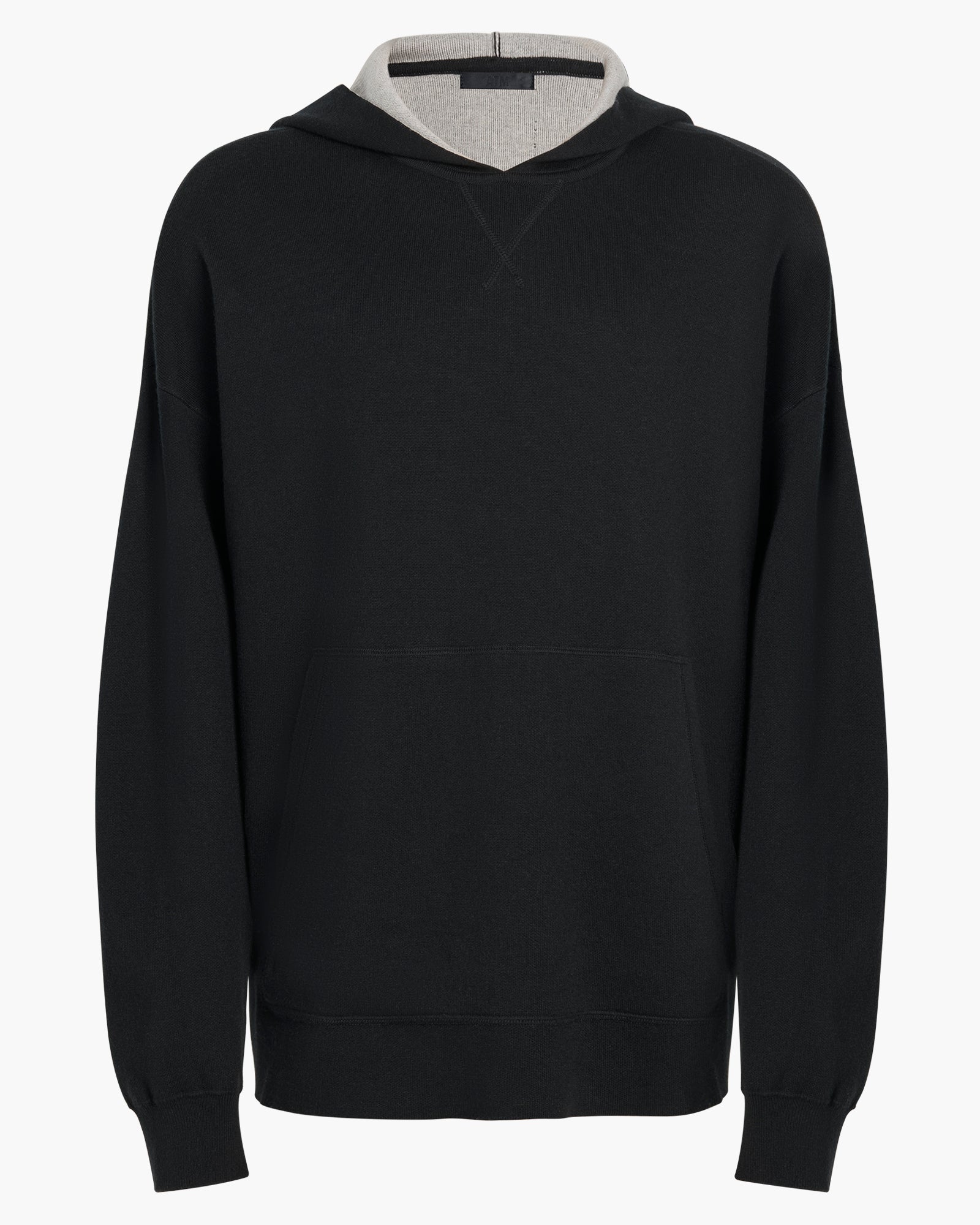 Cotton Cashmere Plaited Oversized Hoodie - Black Silver