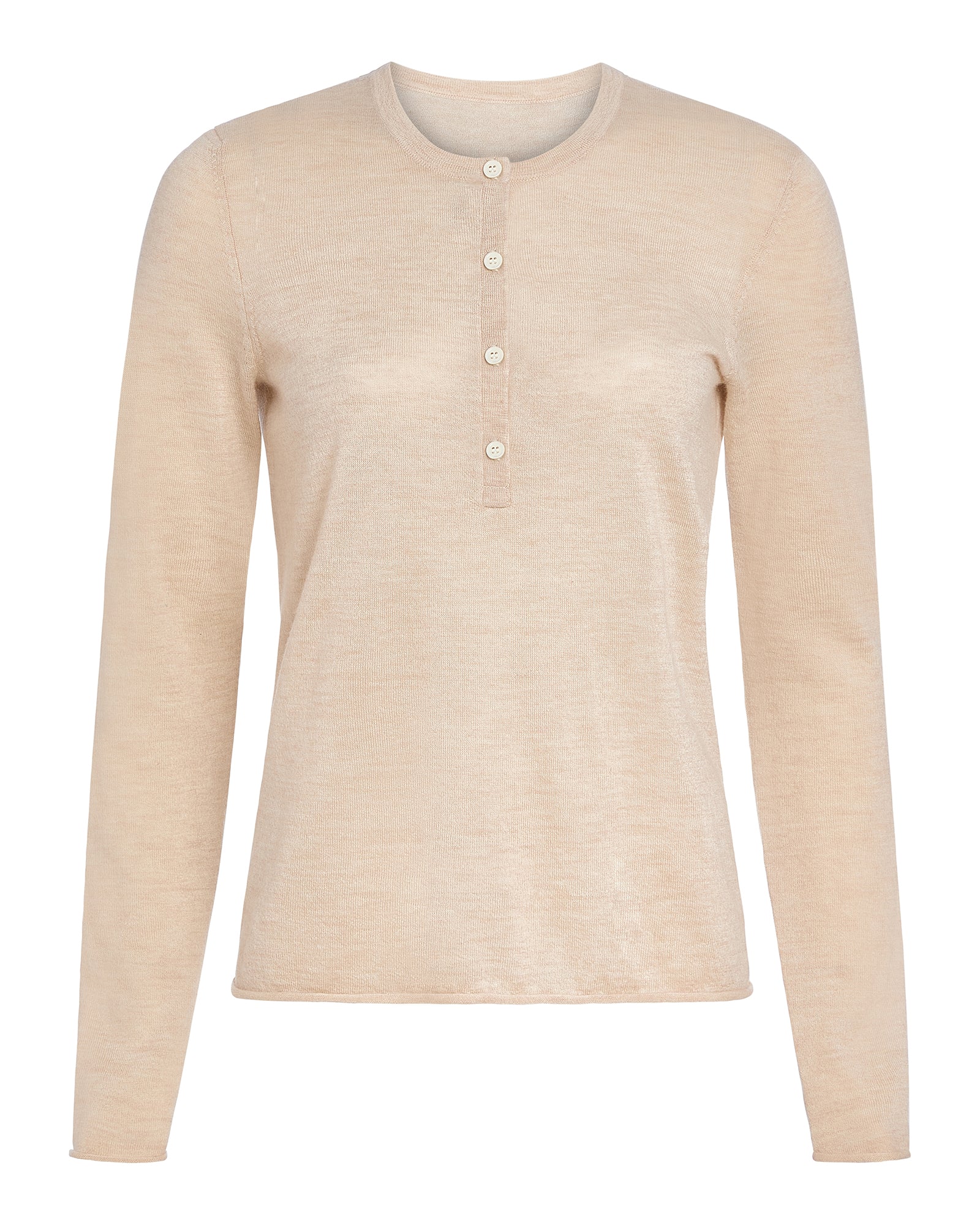 Cashmere Henley Sweater - Heather Cream