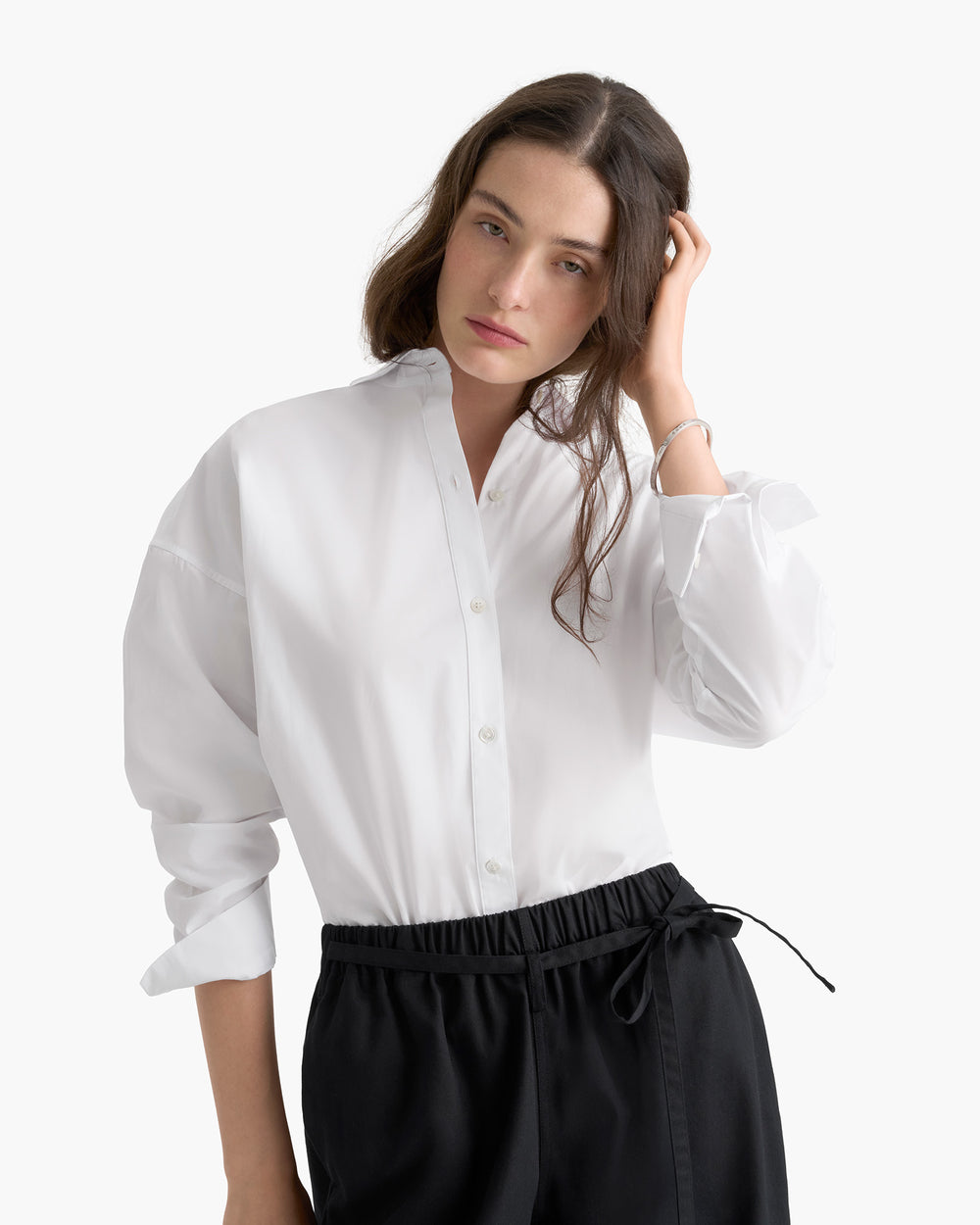 Cotton Poplin Boyfriend Shirt - White