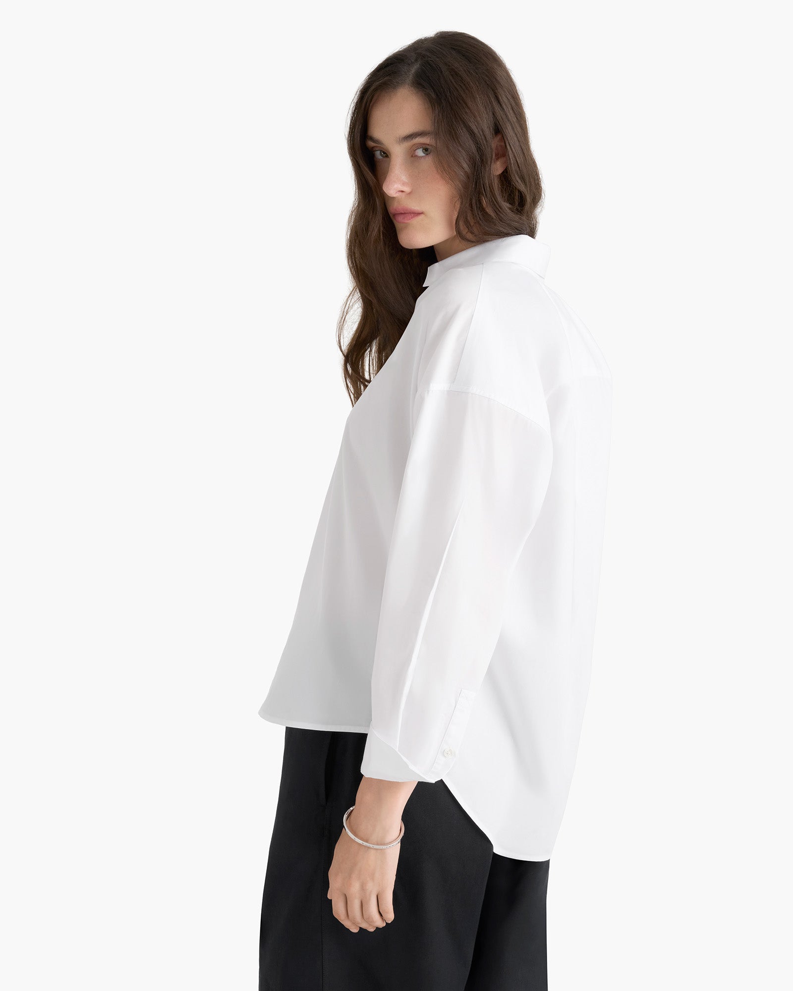 Cotton Poplin Boyfriend Shirt - White