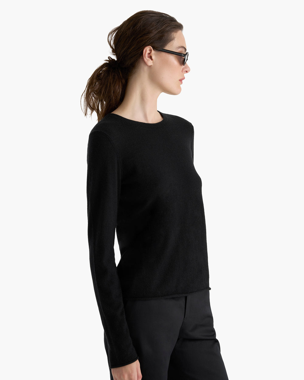 Lightweight Cashmere Crew Neck - Black