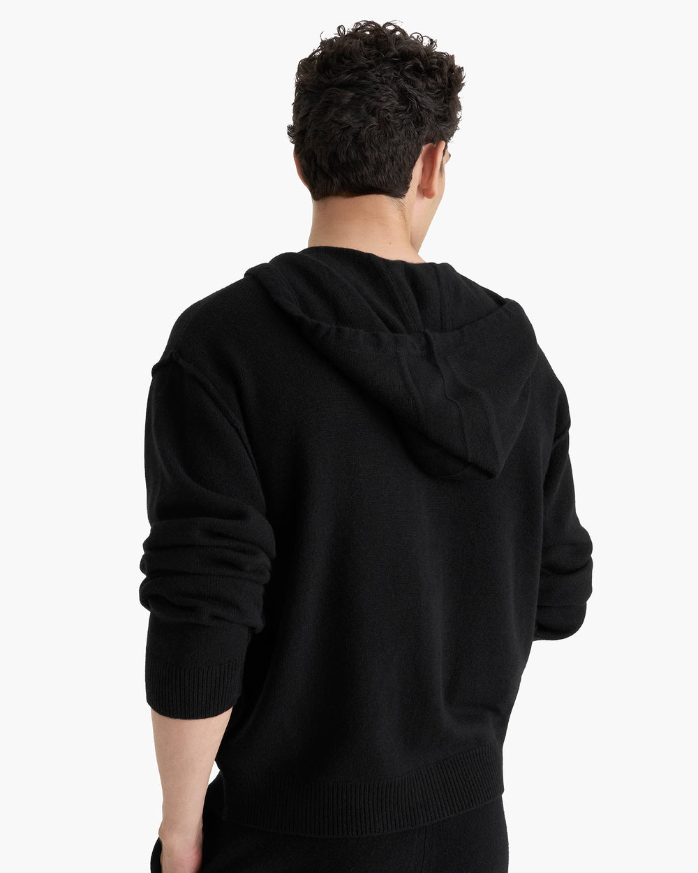 Cashmere Zip-Up Hoodie - Black