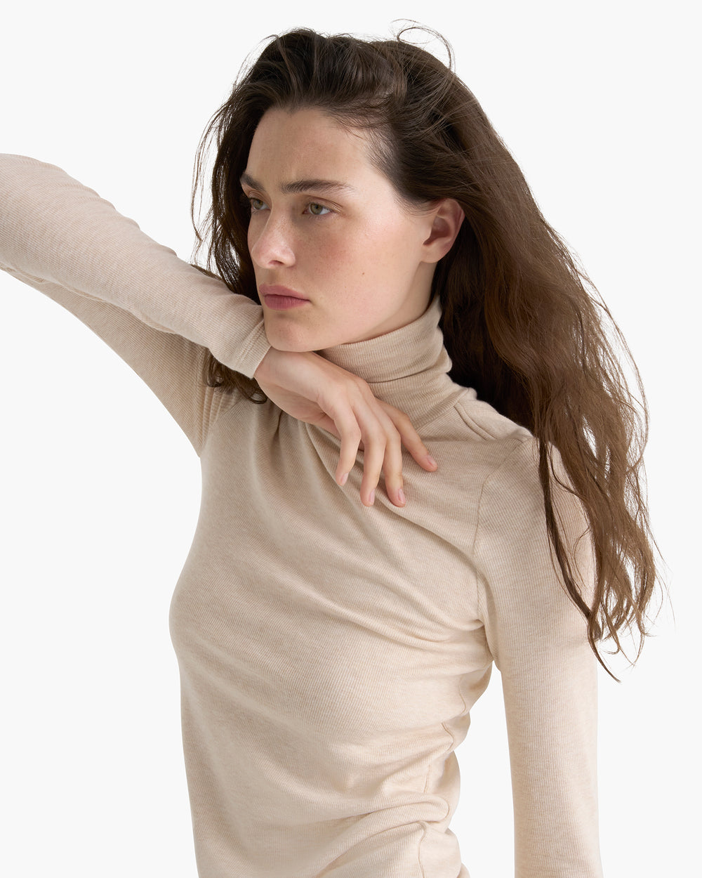 Modal Rib Turtle Neck - Heather Soft Wheat