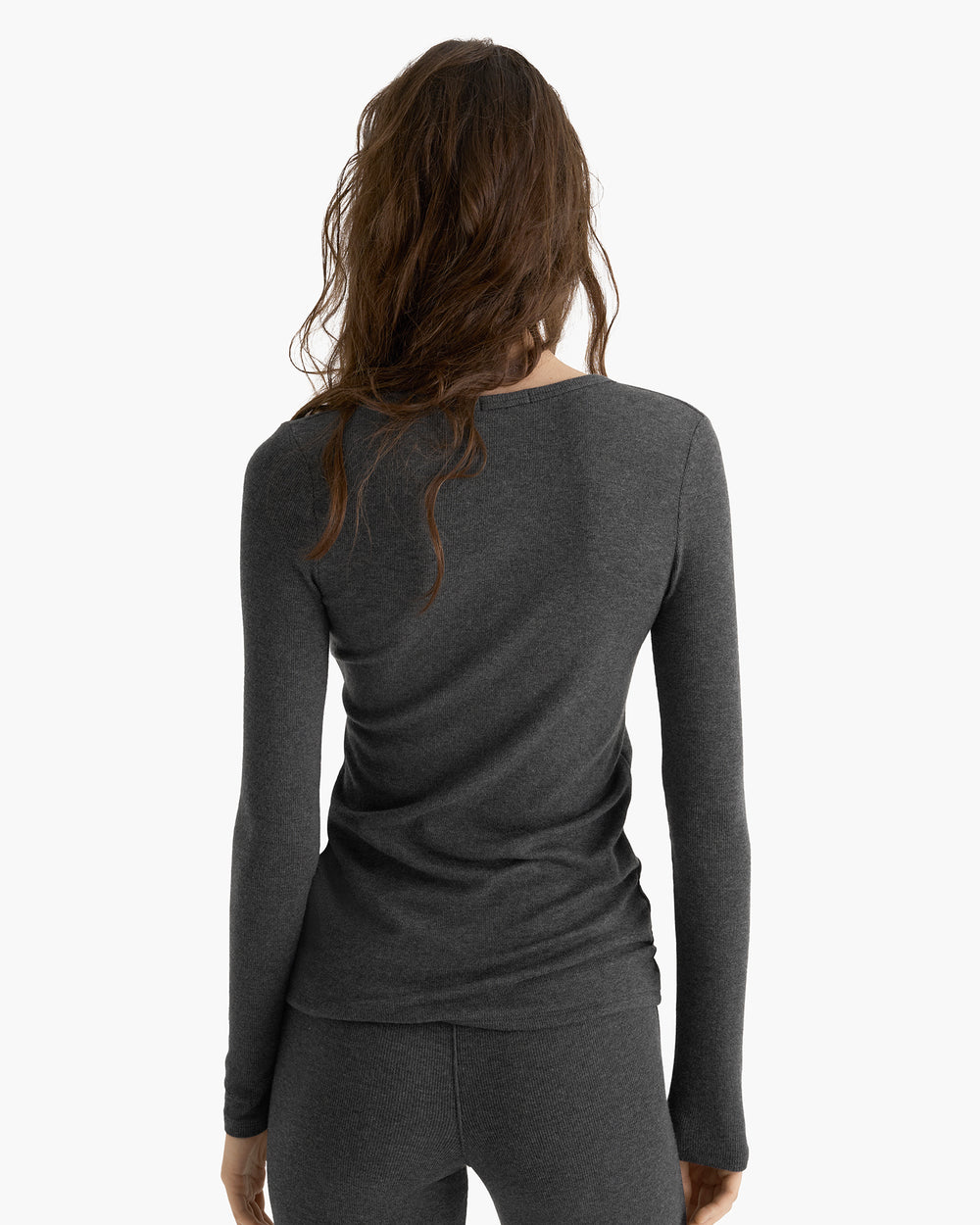 Modal Rib Henley -  Heather Coal