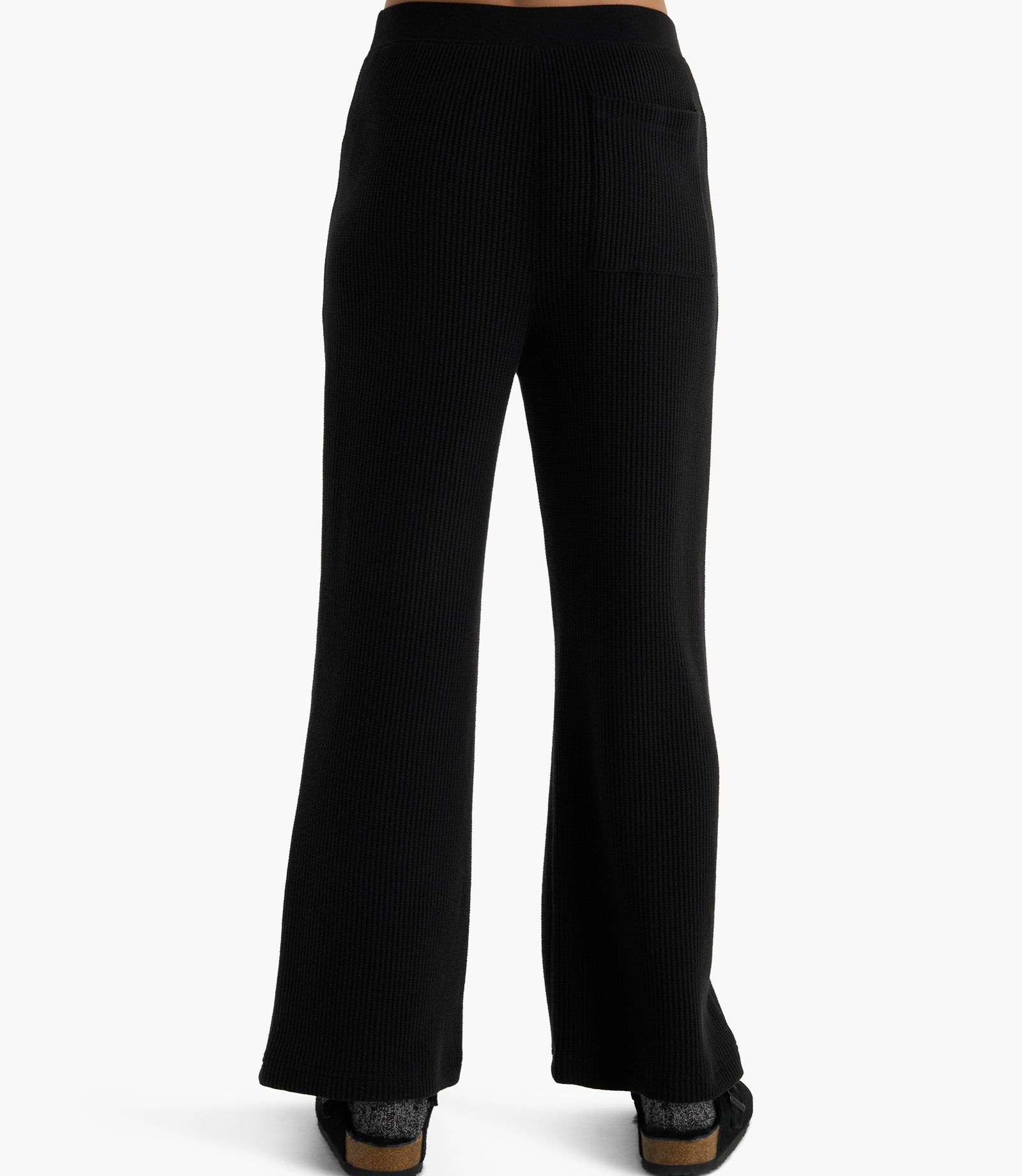 Cotton Waffle Pull On Pant - Black