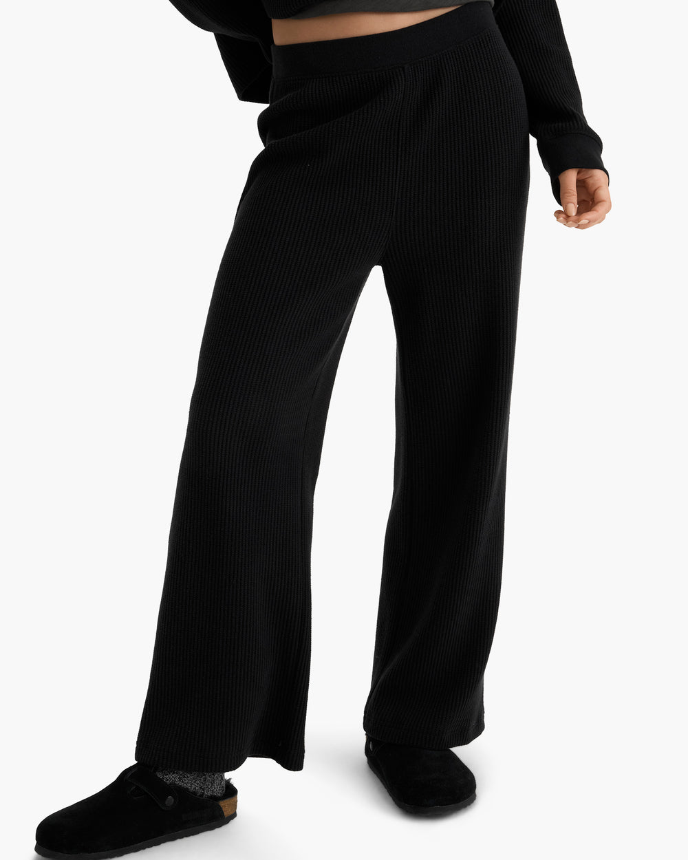 Cotton Waffle Pull On Pant - Black