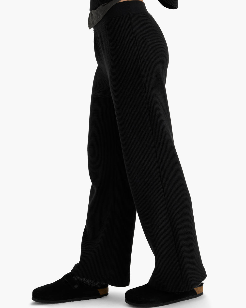 Cotton Waffle Pull On Pant - Black