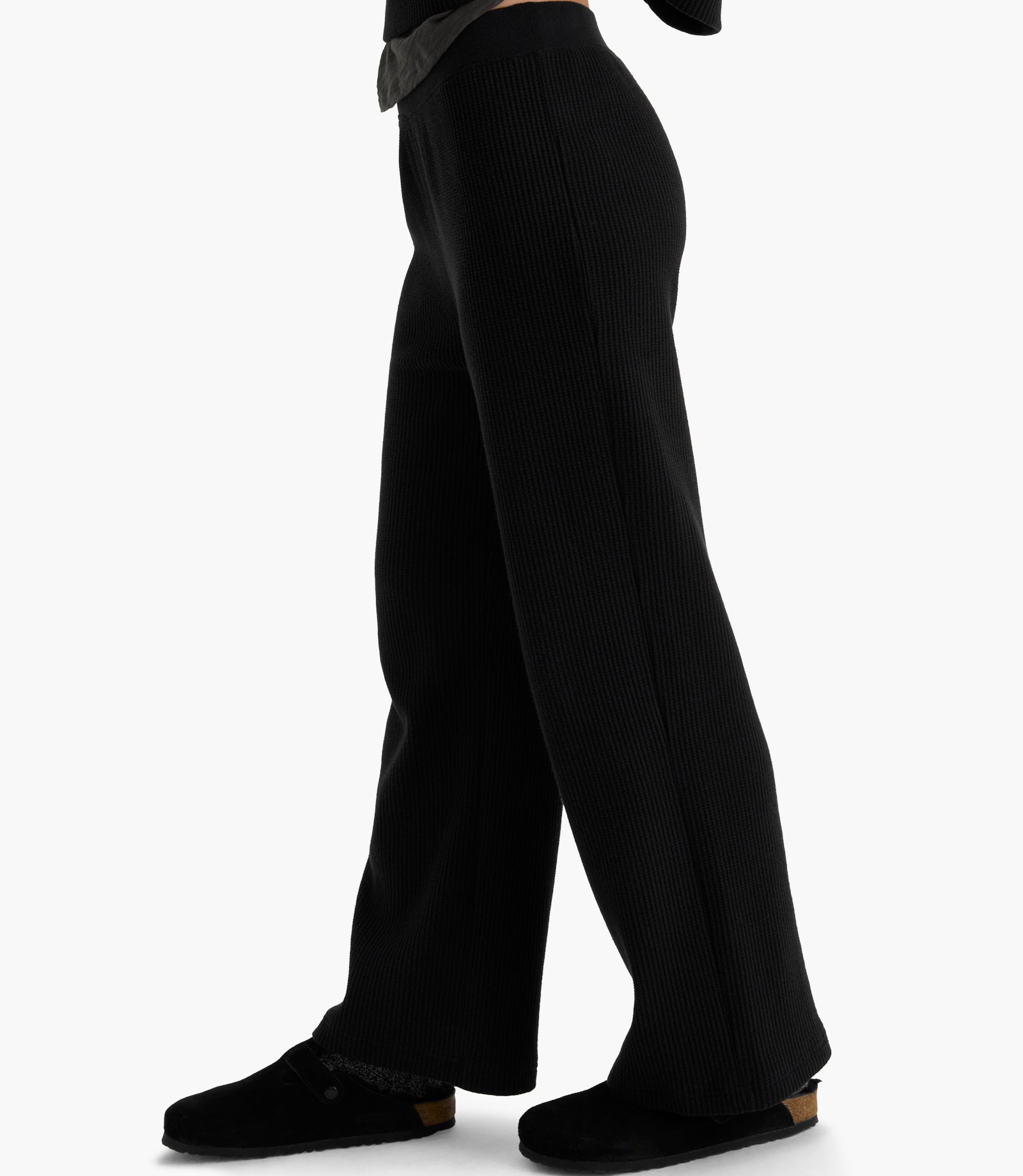 Cotton Waffle Pull On Pant - Black
