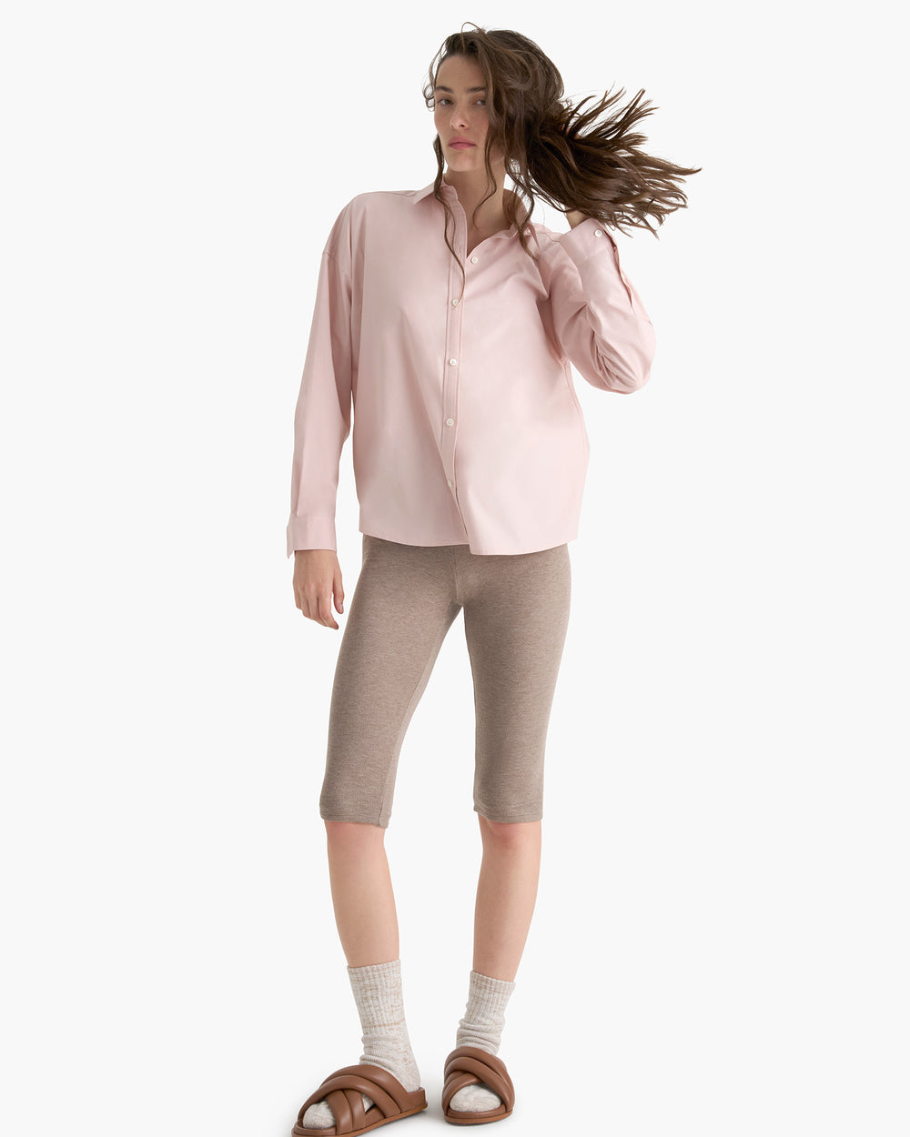 Cotton Poplin Boyfriend Shirt - Faded Rose