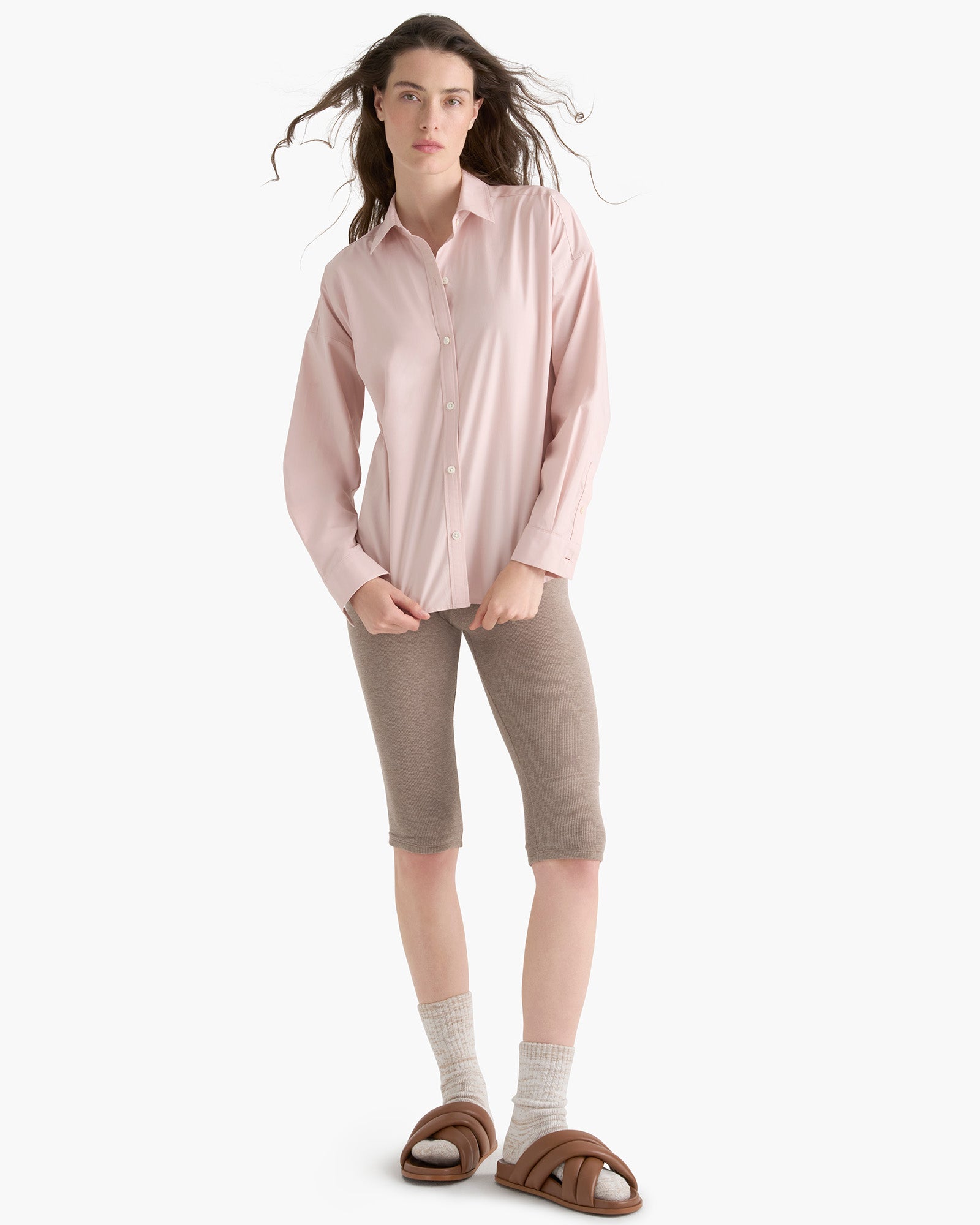 Cotton Poplin Boyfriend Shirt - Faded Rose