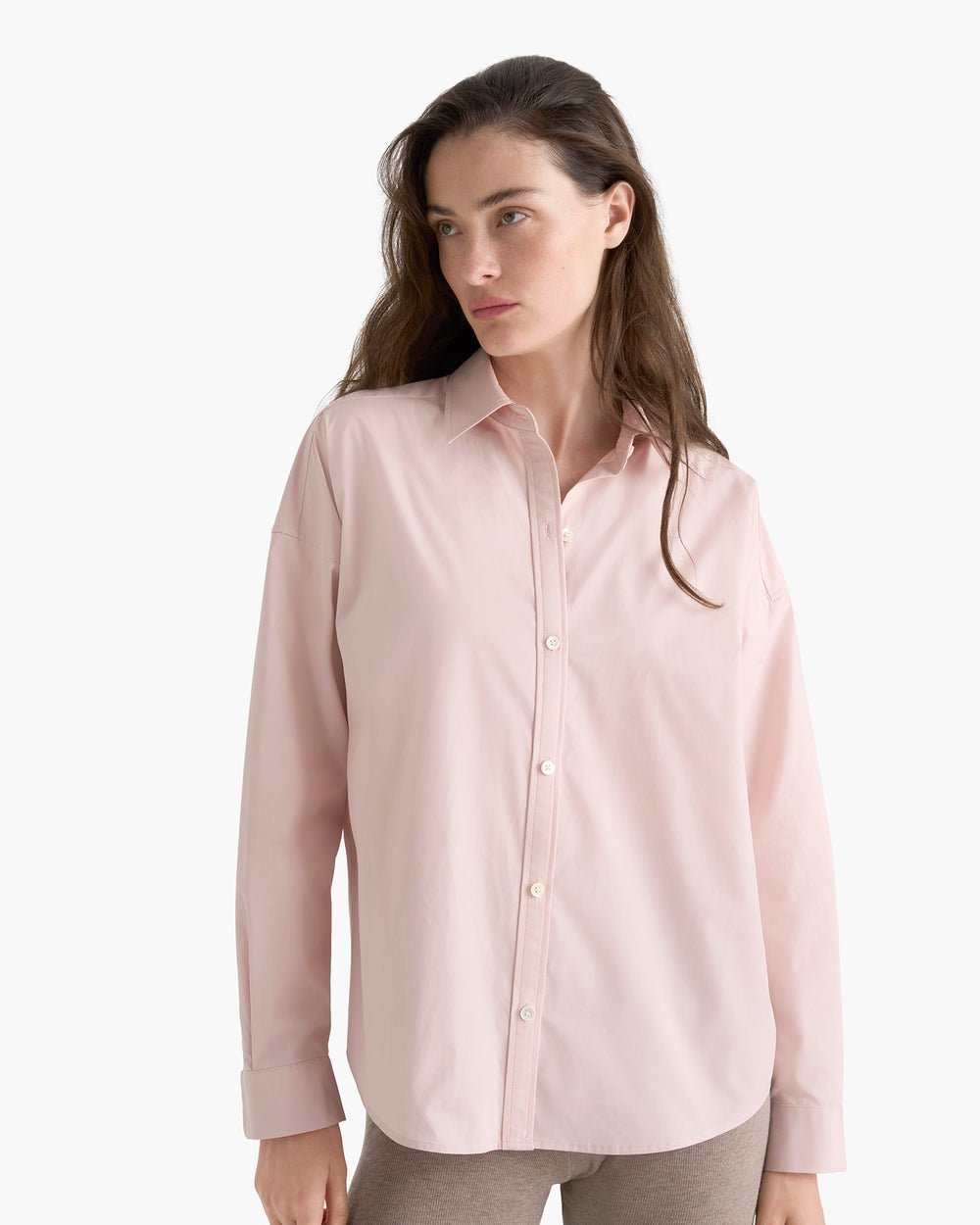 Cotton Poplin Boyfriend Shirt - Faded Rose