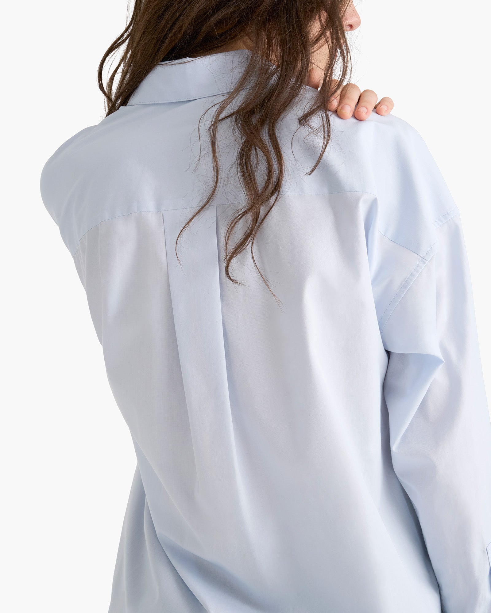 Cotton Poplin Boyfriend Shirt - Light Blue