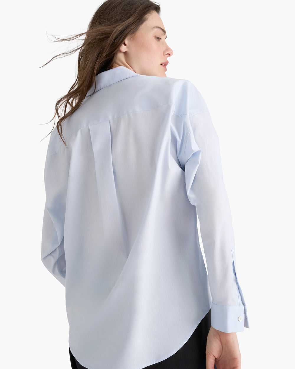 Cotton Poplin Boyfriend Shirt - Light Blue