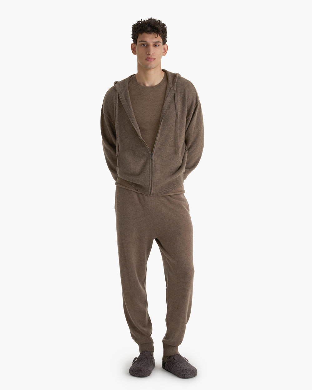 Cashmere Zip-Up Hoodie - Faded Mocha