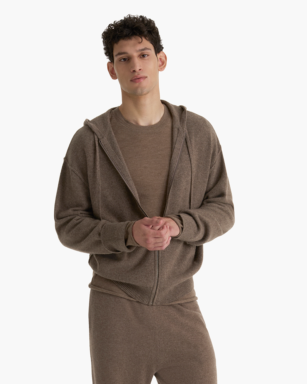 Cashmere Zip-Up Hoodie - Faded Mocha