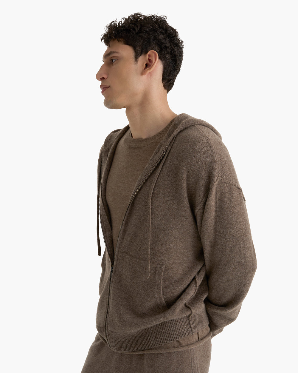 Cashmere Zip-Up Hoodie - Faded Mocha