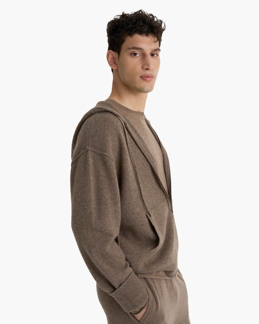 Cashmere Zip-Up Hoodie - Faded Mocha