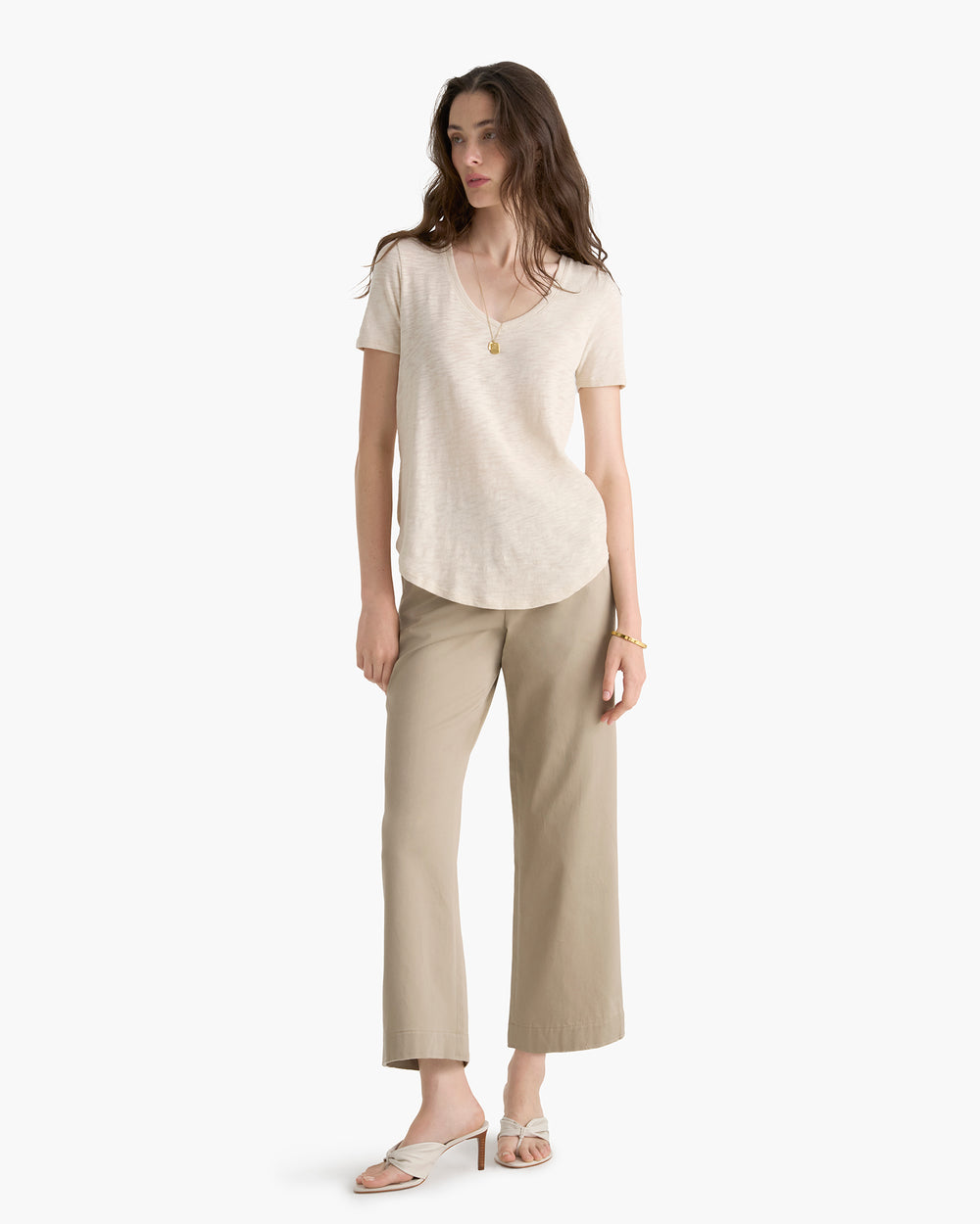 Slub Jersey Classic V-Neck Tee - Bleached Oak