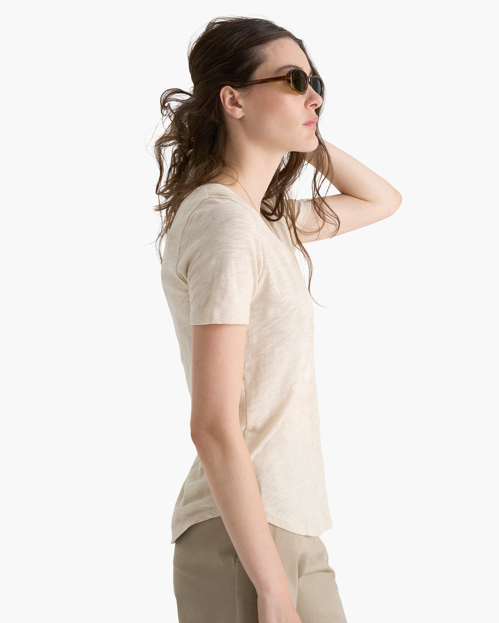 Slub Jersey Classic V-Neck Tee - Bleached Oak
