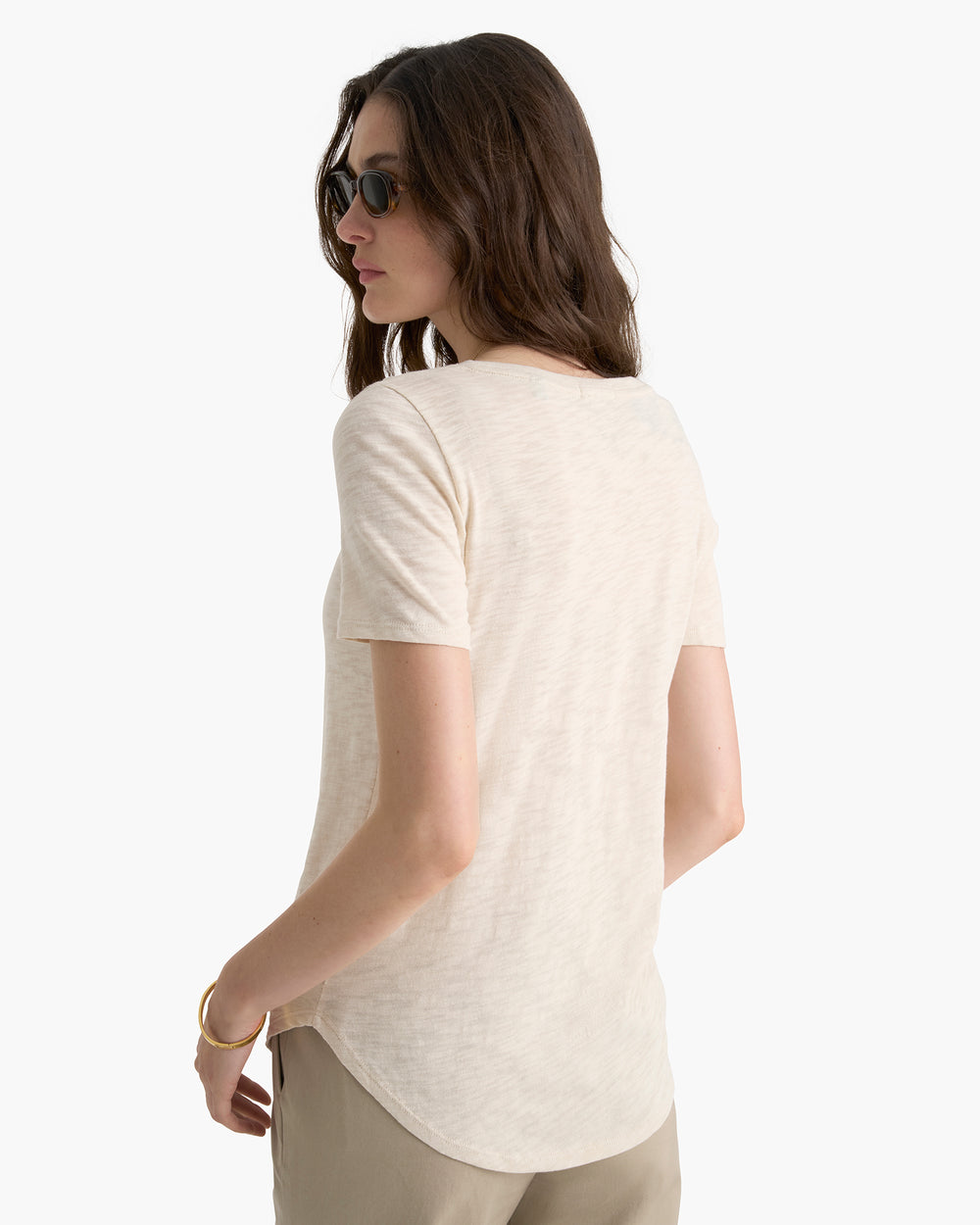 Slub Jersey Classic V-Neck Tee - Bleached Oak