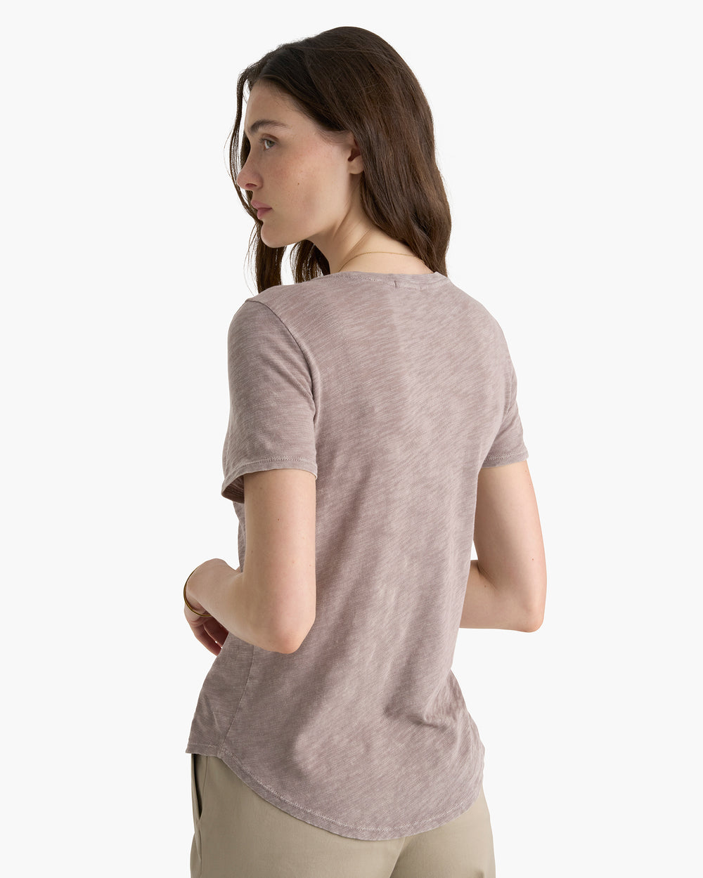 Slub Jersey Chroma Wash V-Neck Tee - Faded Mocha