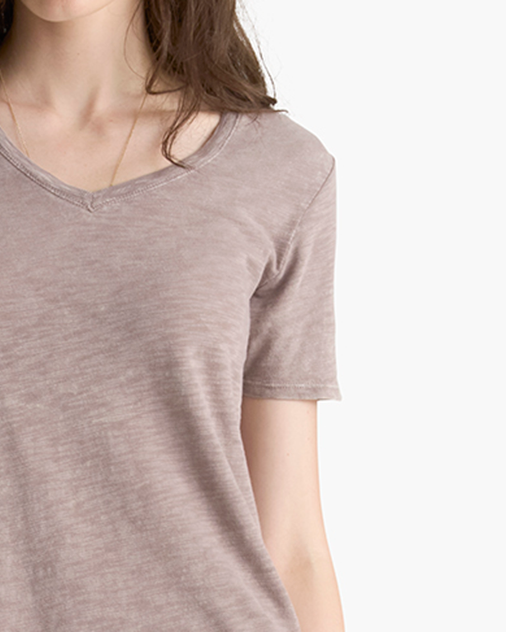 Slub Jersey Chroma Wash V-Neck Tee - Faded Mocha