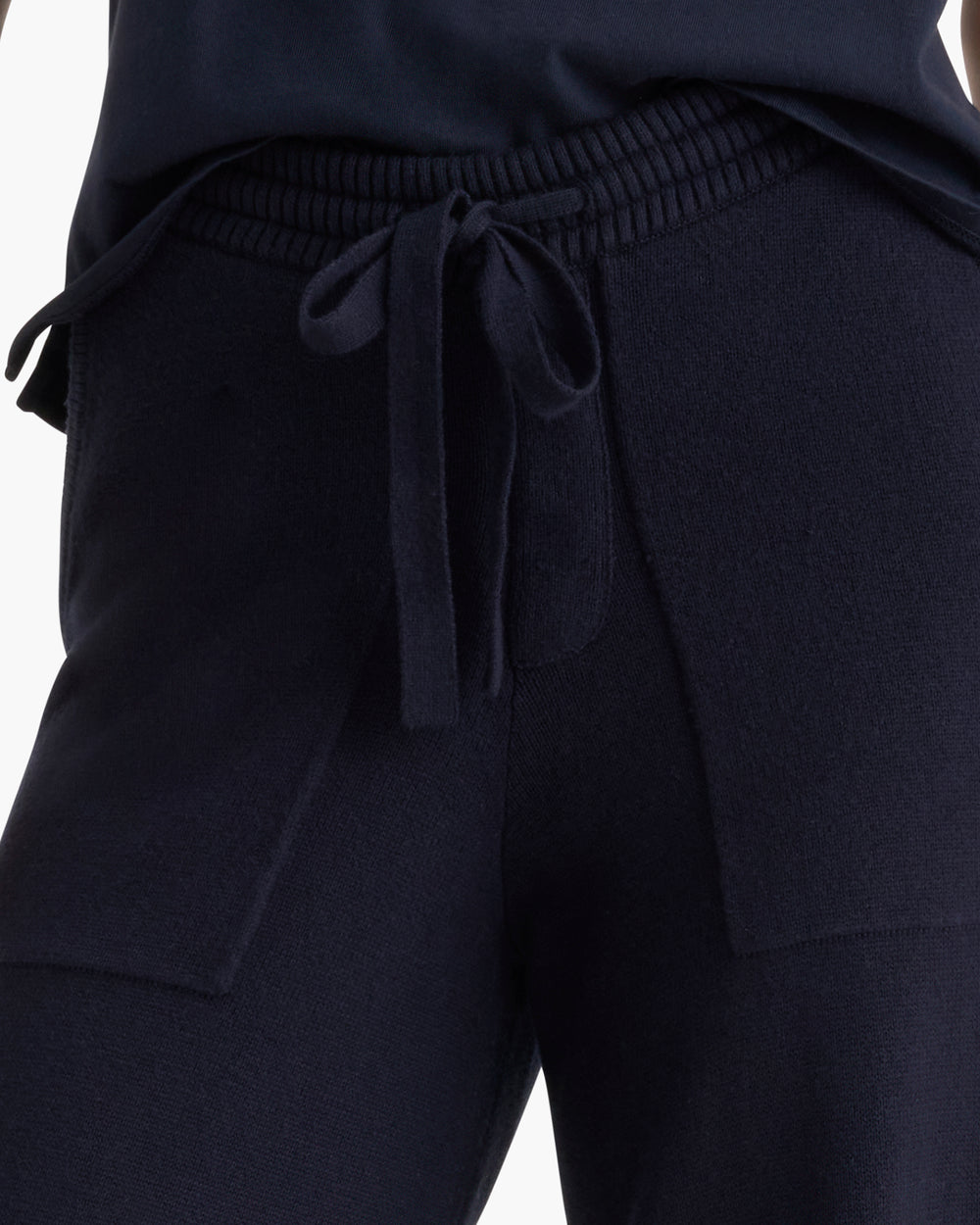 Cotton Cashmere Wide Leg Pull-On Pant - Midnight