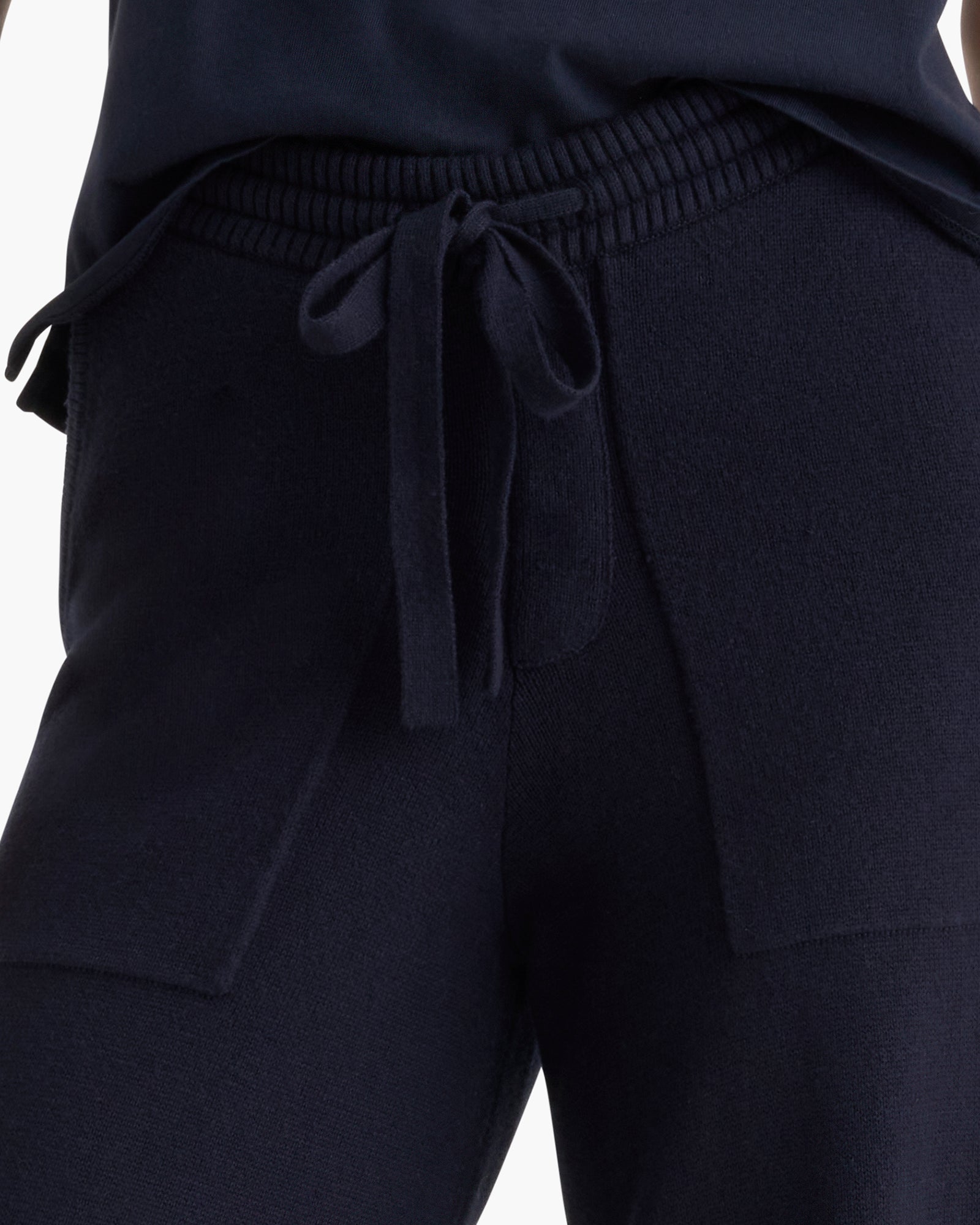 Cotton Cashmere Wide Leg Pull-On Pant - Midnight