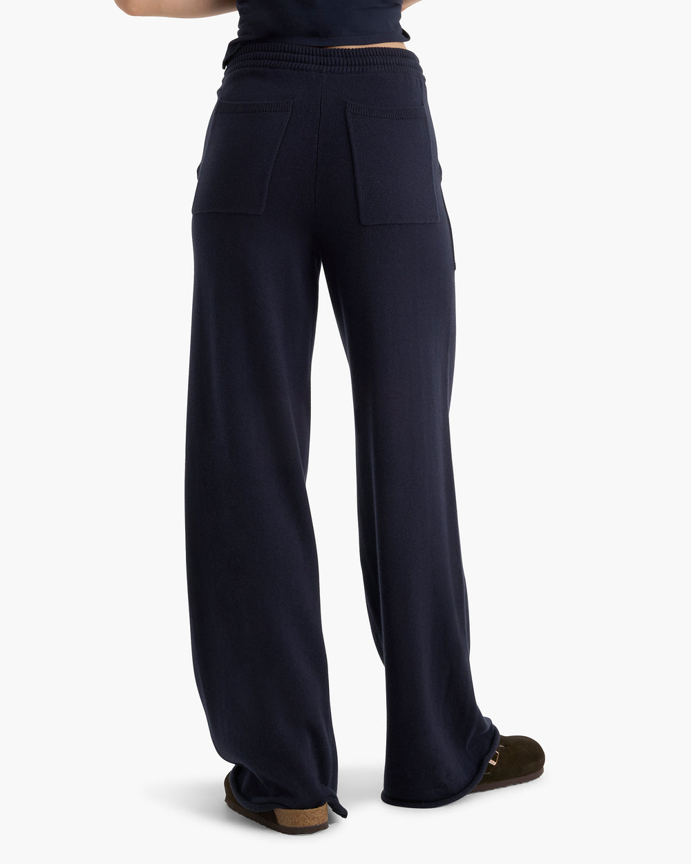 Cotton Cashmere Wide Leg Pull-On Pant - Midnight
