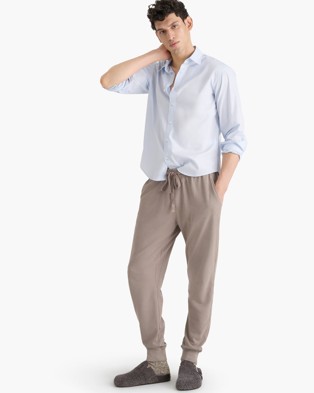 Cotton Poplin Button Down Shirt - Light Blue