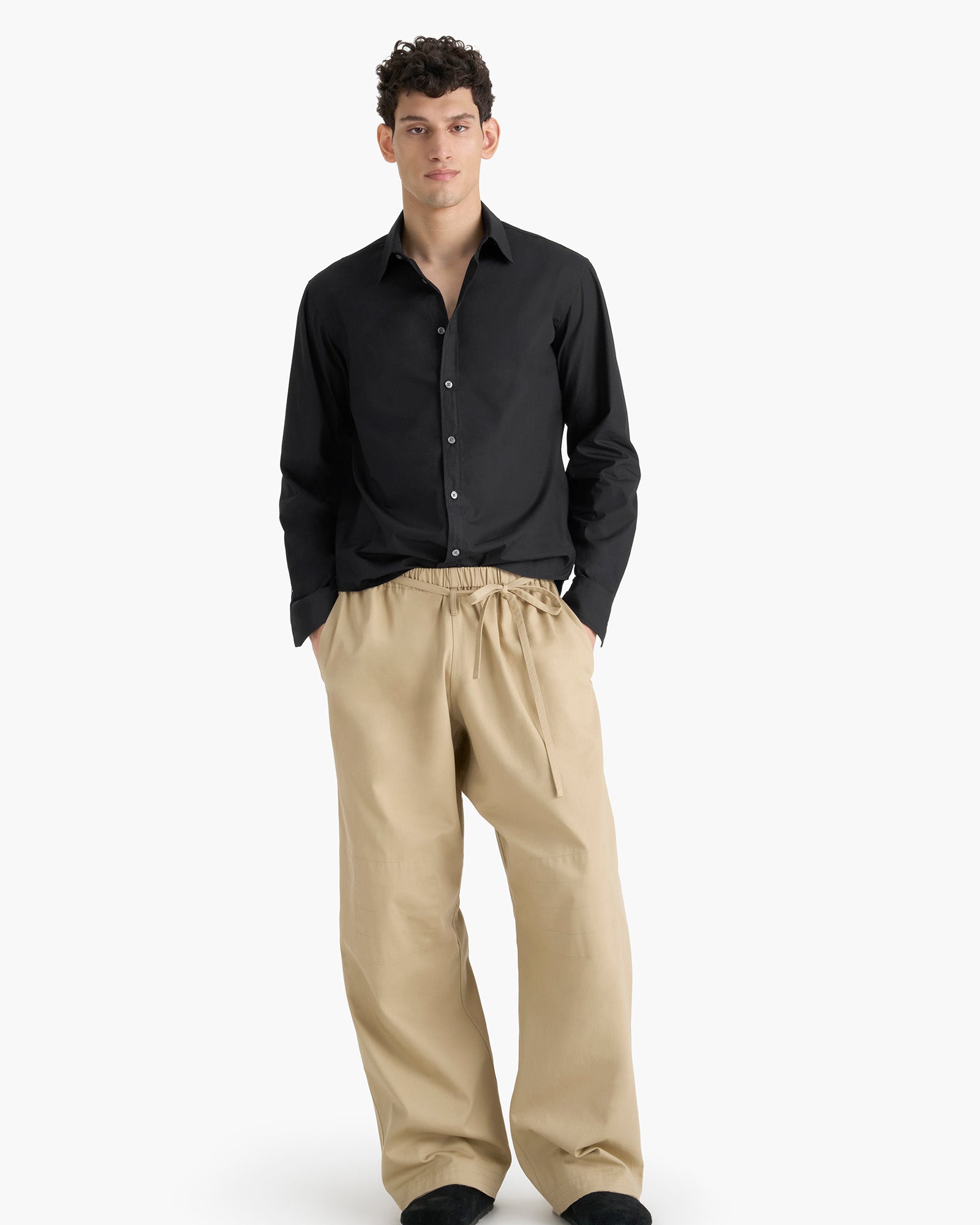 Cotton Poplin Button Down Shirt - Black
