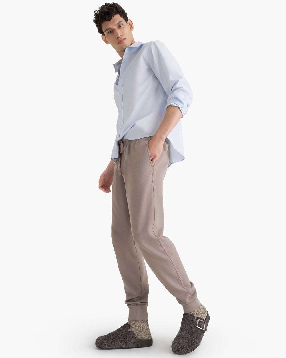 Cotton Poplin Button Down Shirt - Light Blue