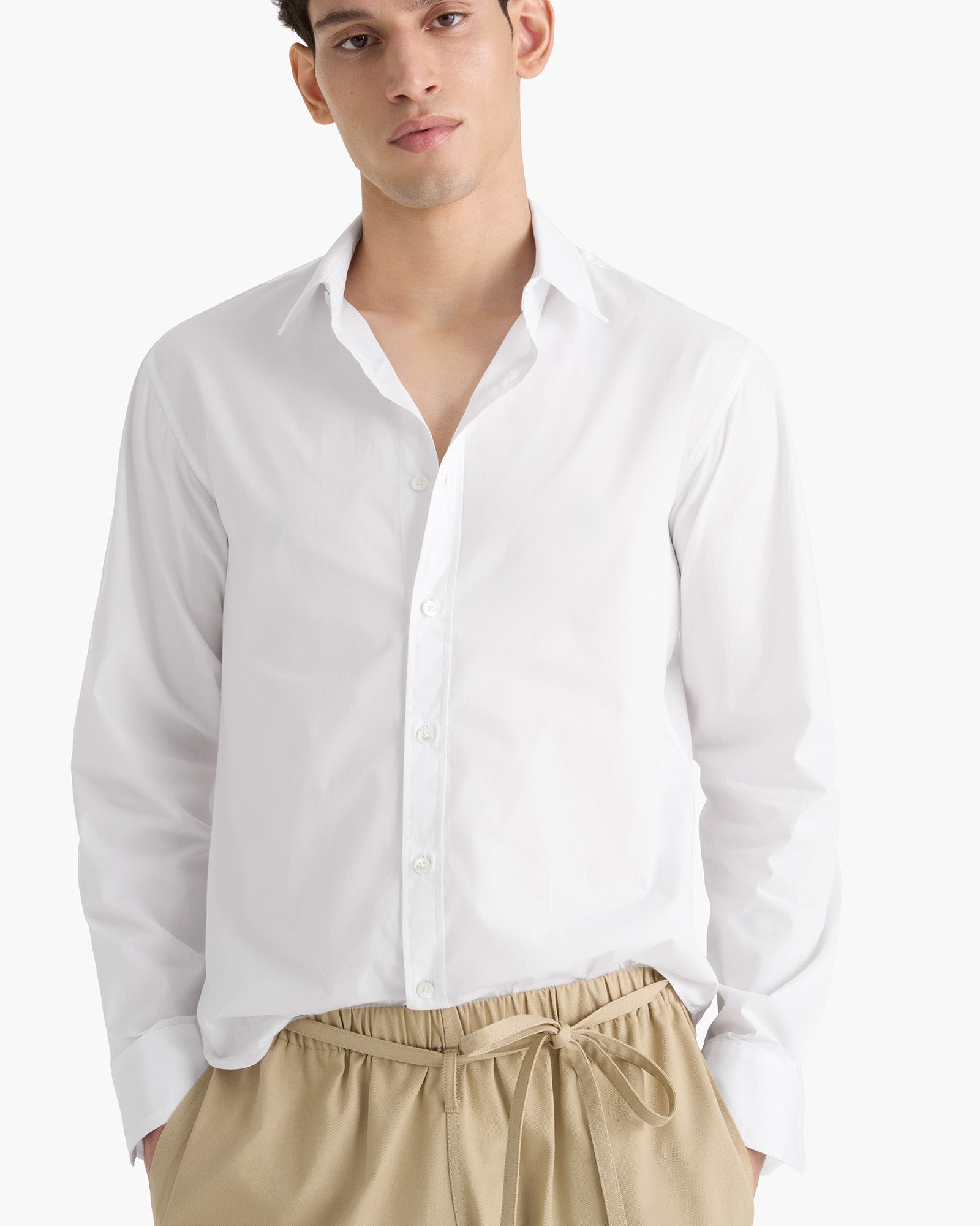 Cotton Poplin Button Down Shirt - White